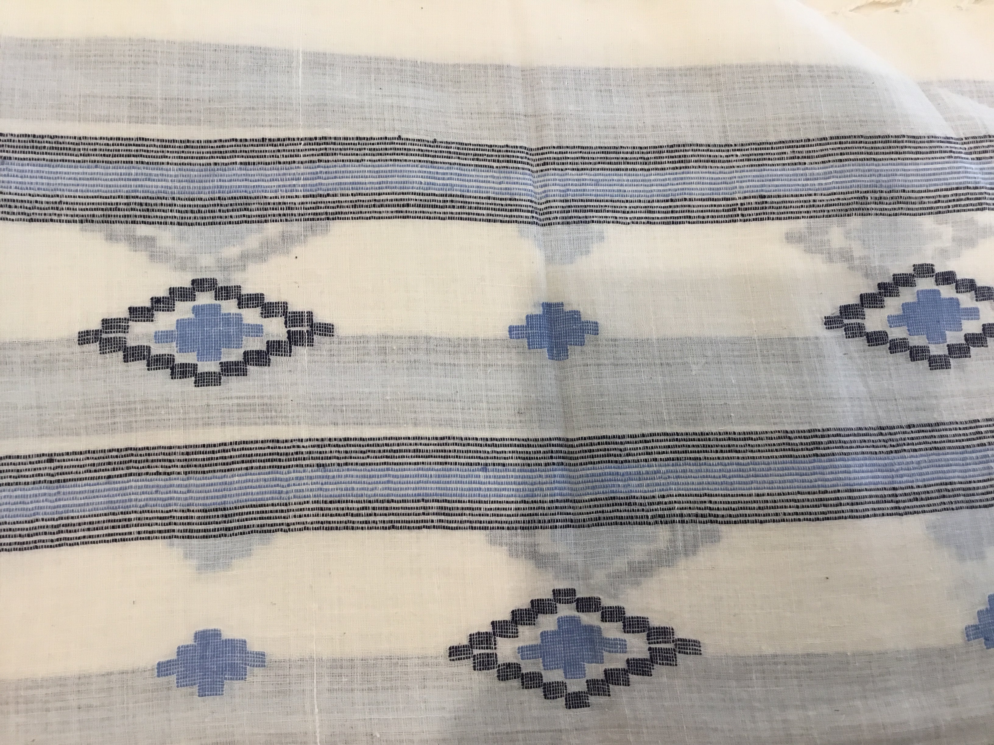 Cotton Jamdani Scarf - BLUE MOSAIC