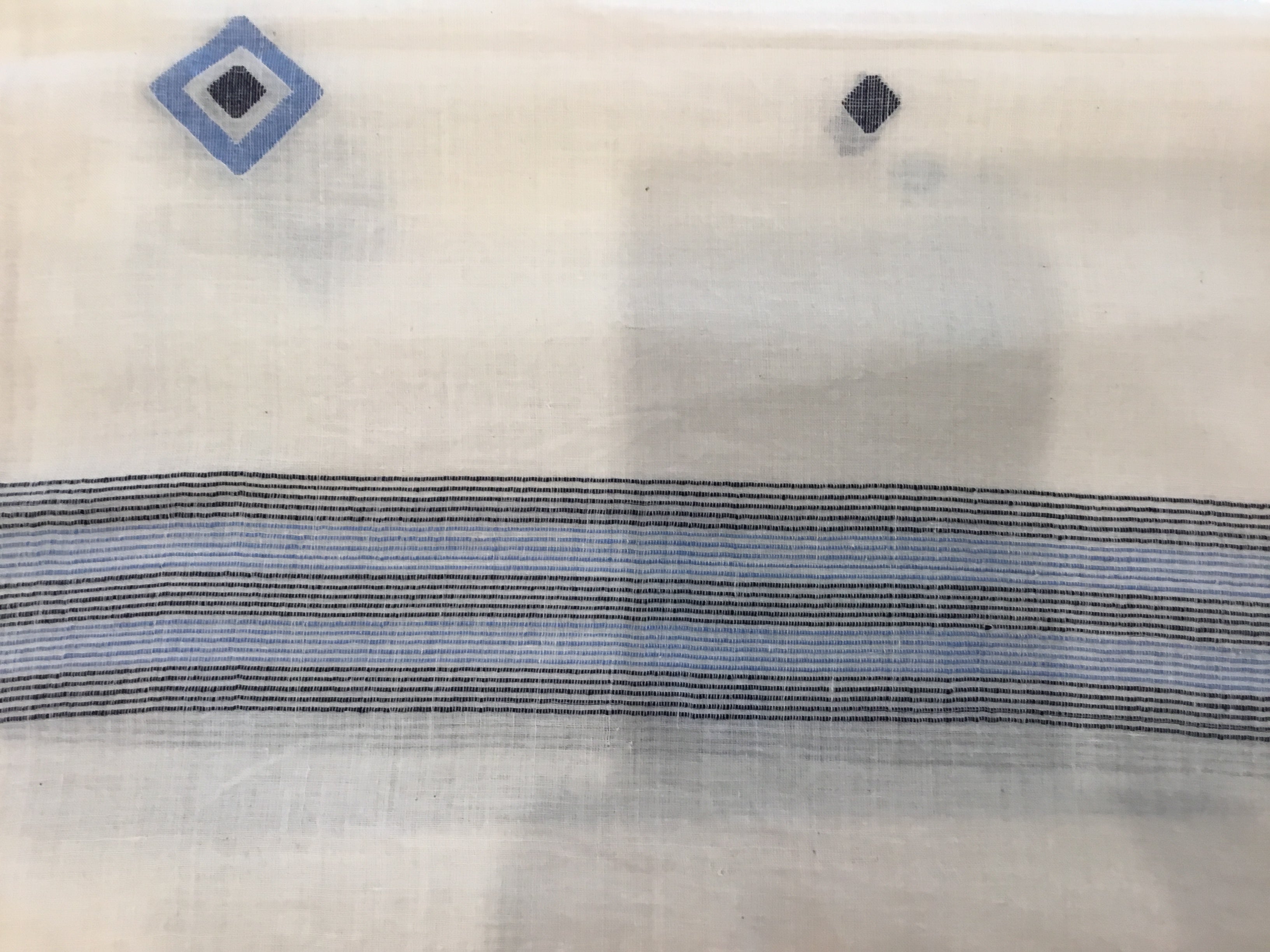 Cotton Jamdani Scarf - BLUE DIAMOND