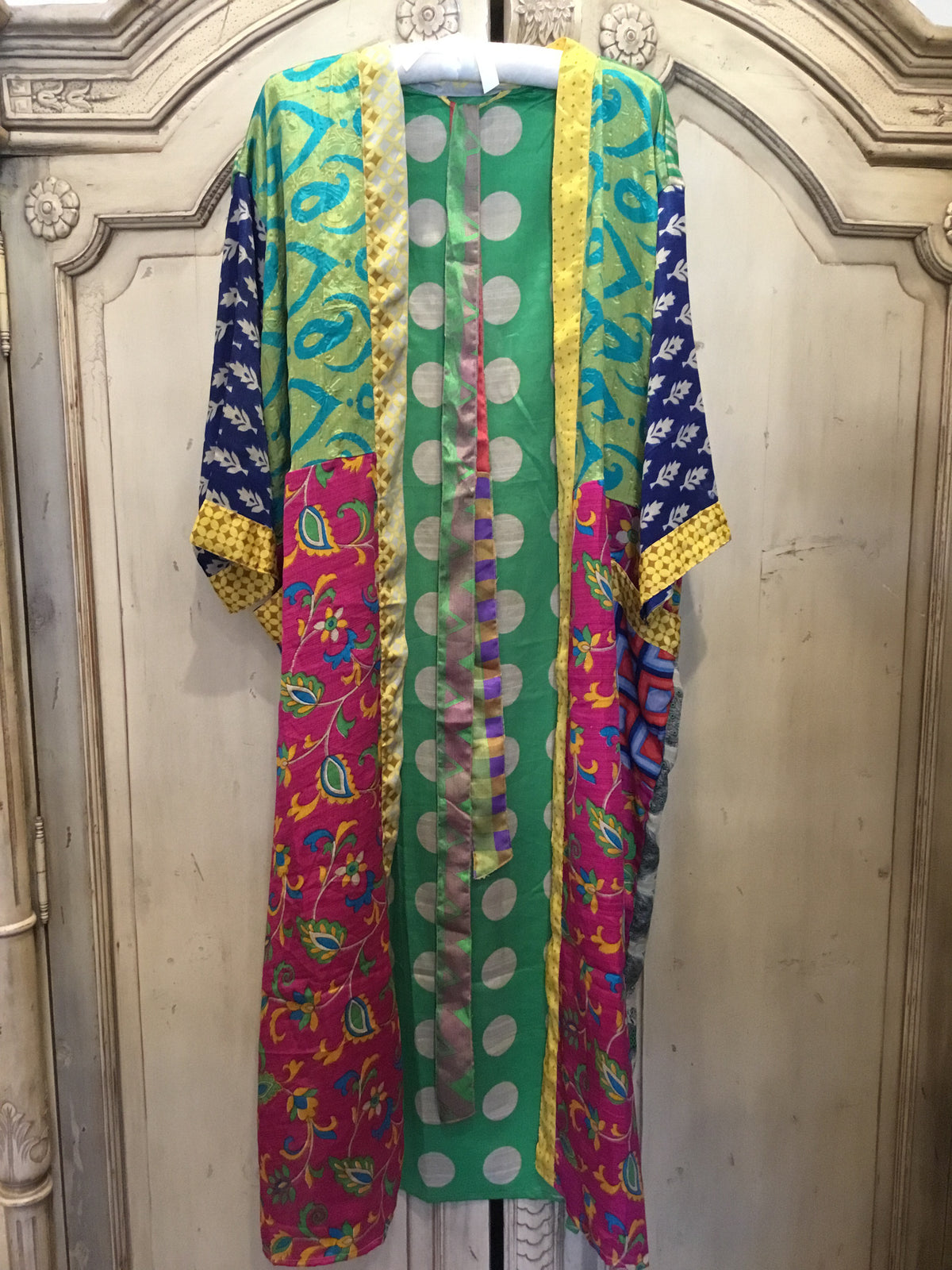 SILK SARI ROBE - Tropical Green Spot