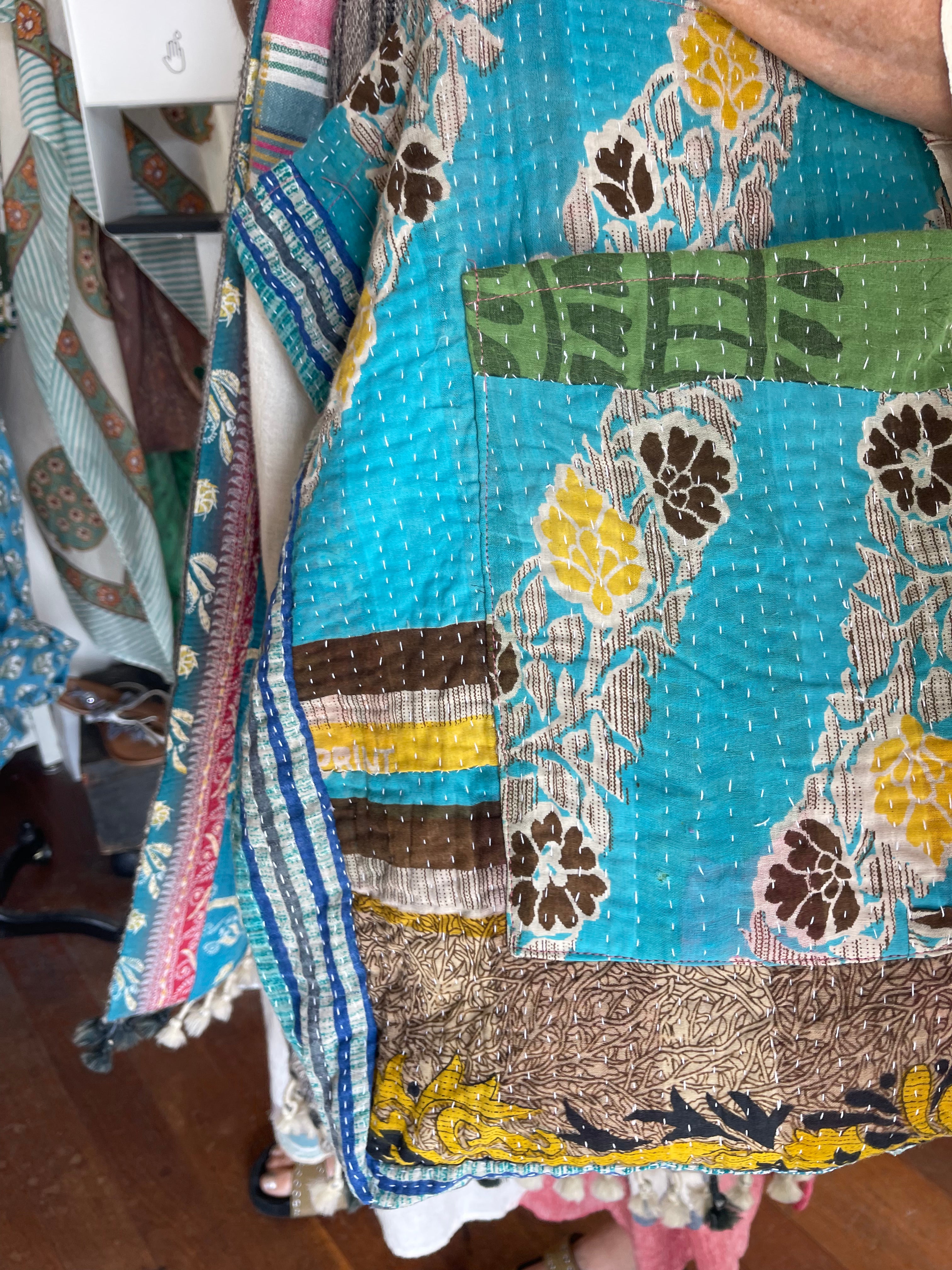 Vintage Kantha Tote - Blue Waters