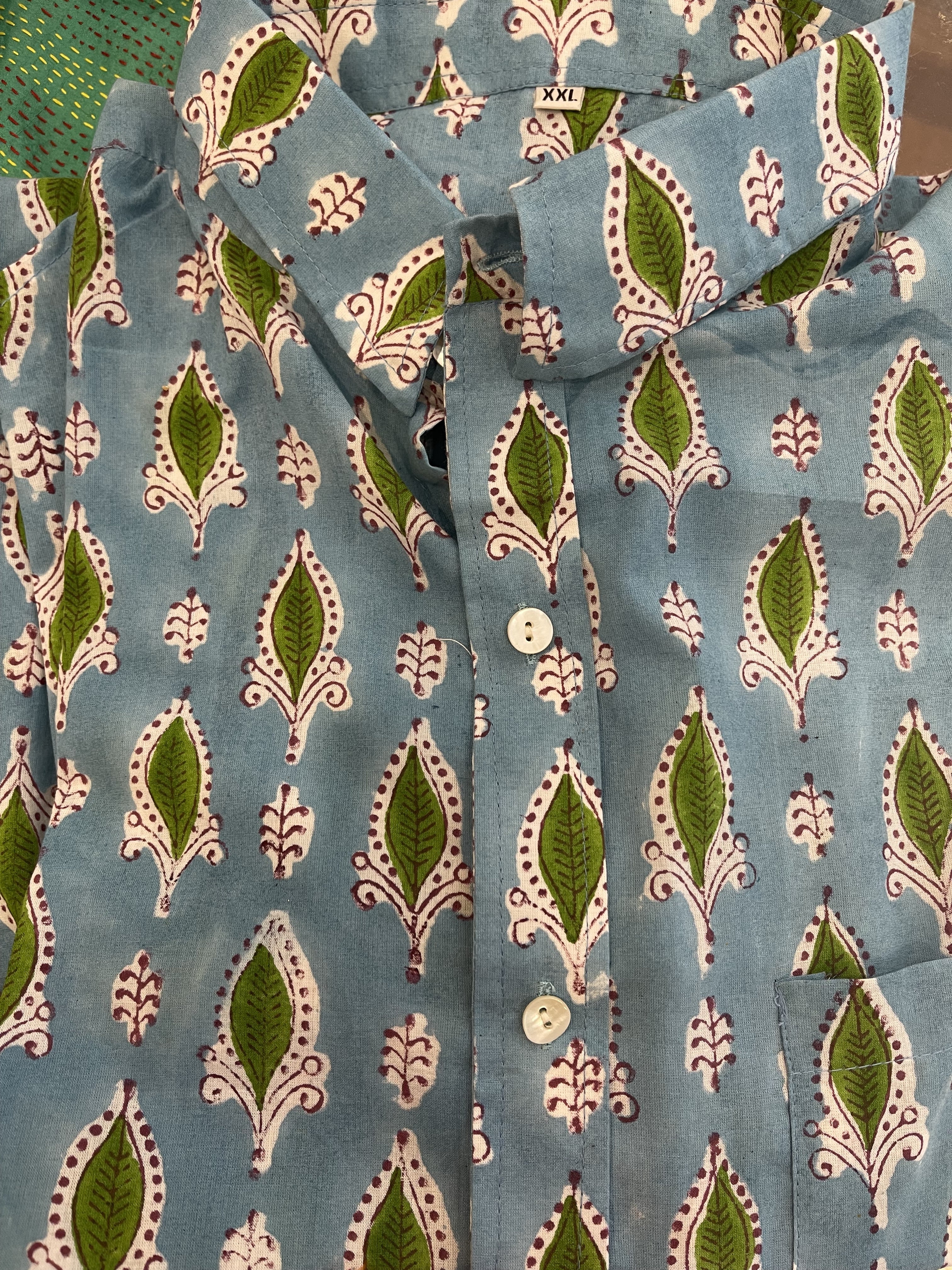 Handblock Printed Mens Shirt - Norwegen Summer