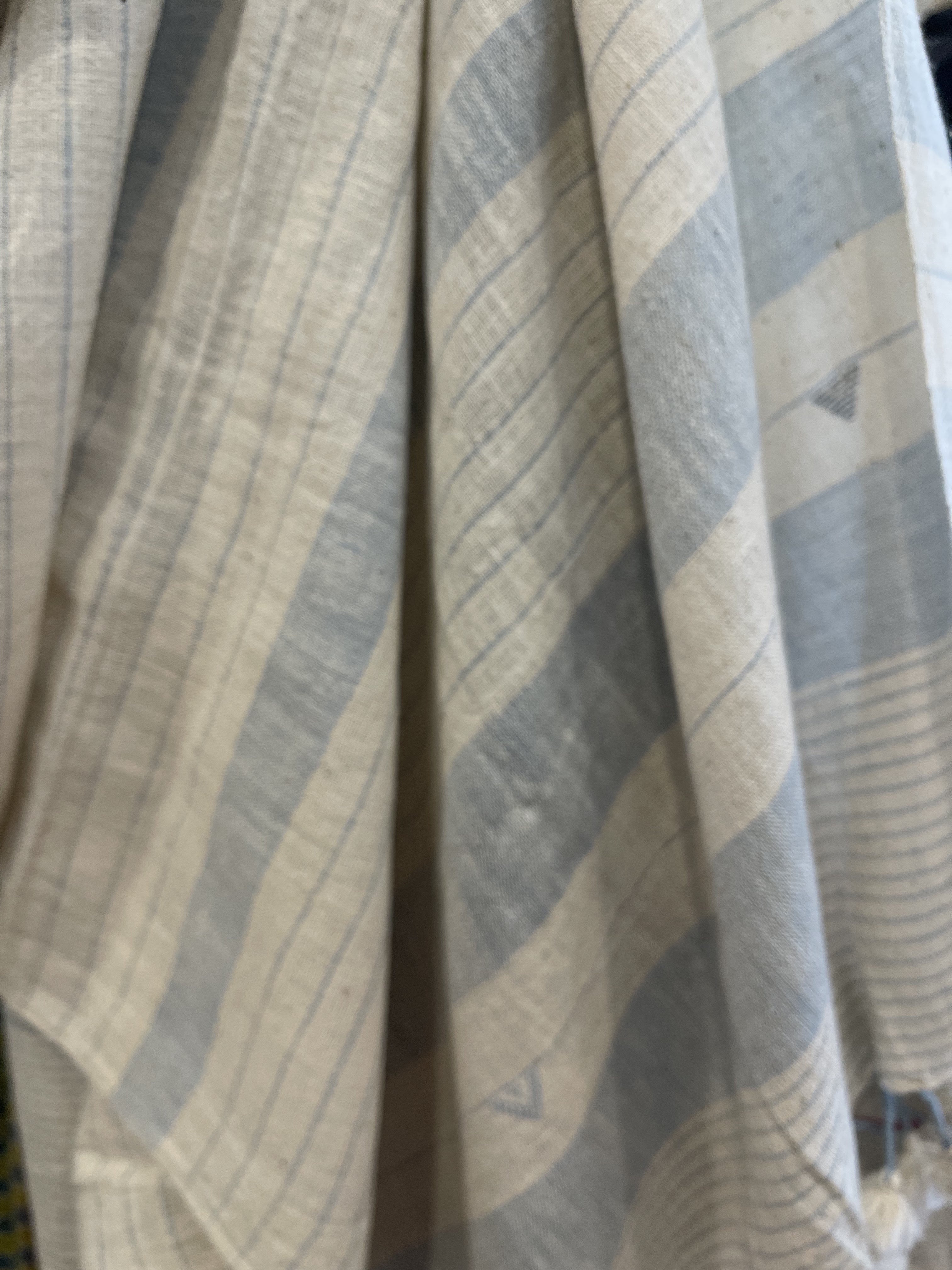 Handwoven Organic Cotton Scarf - Sky Blue Stripe