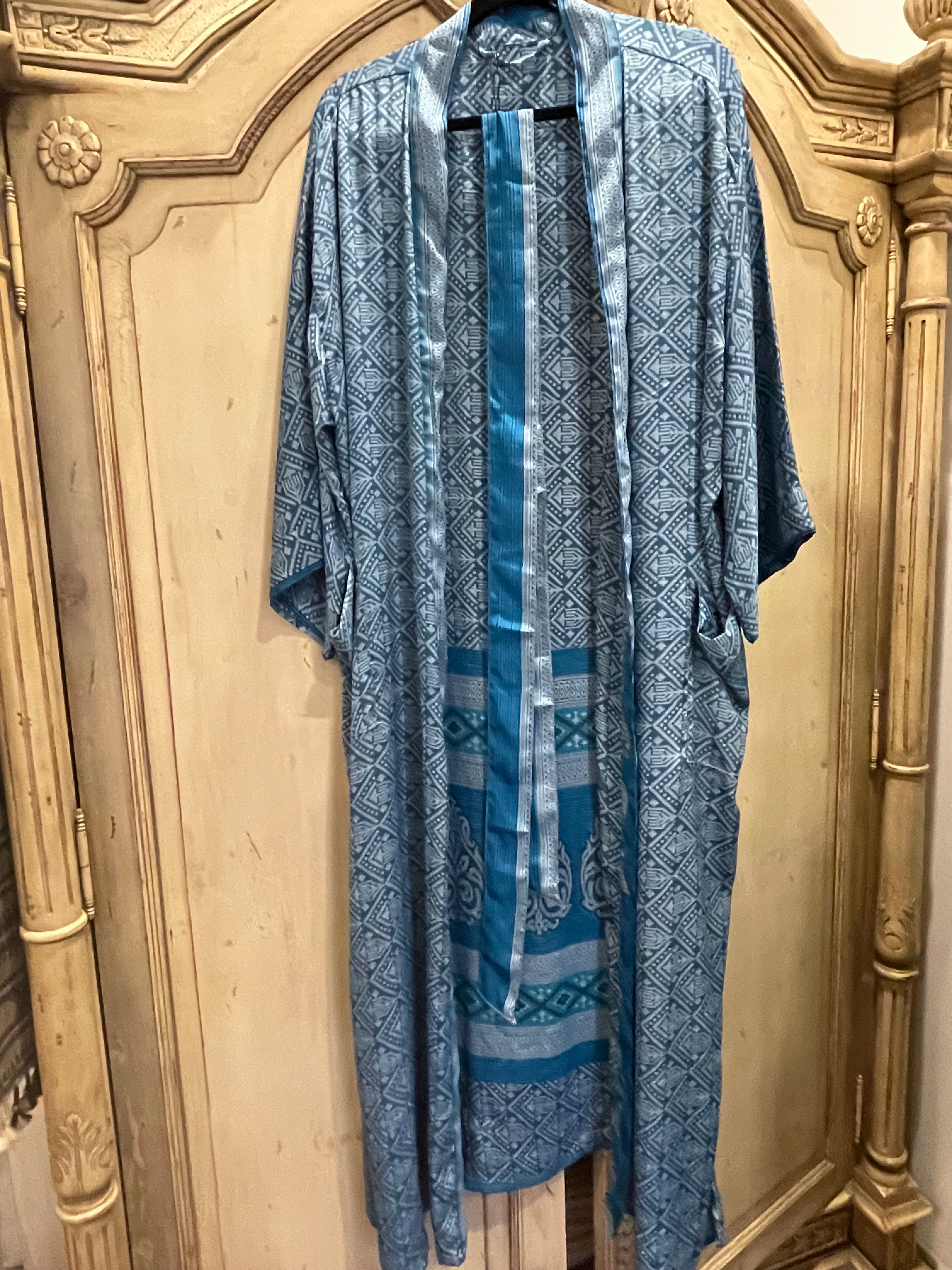 SILK SARI JACKET - Coastal Teal