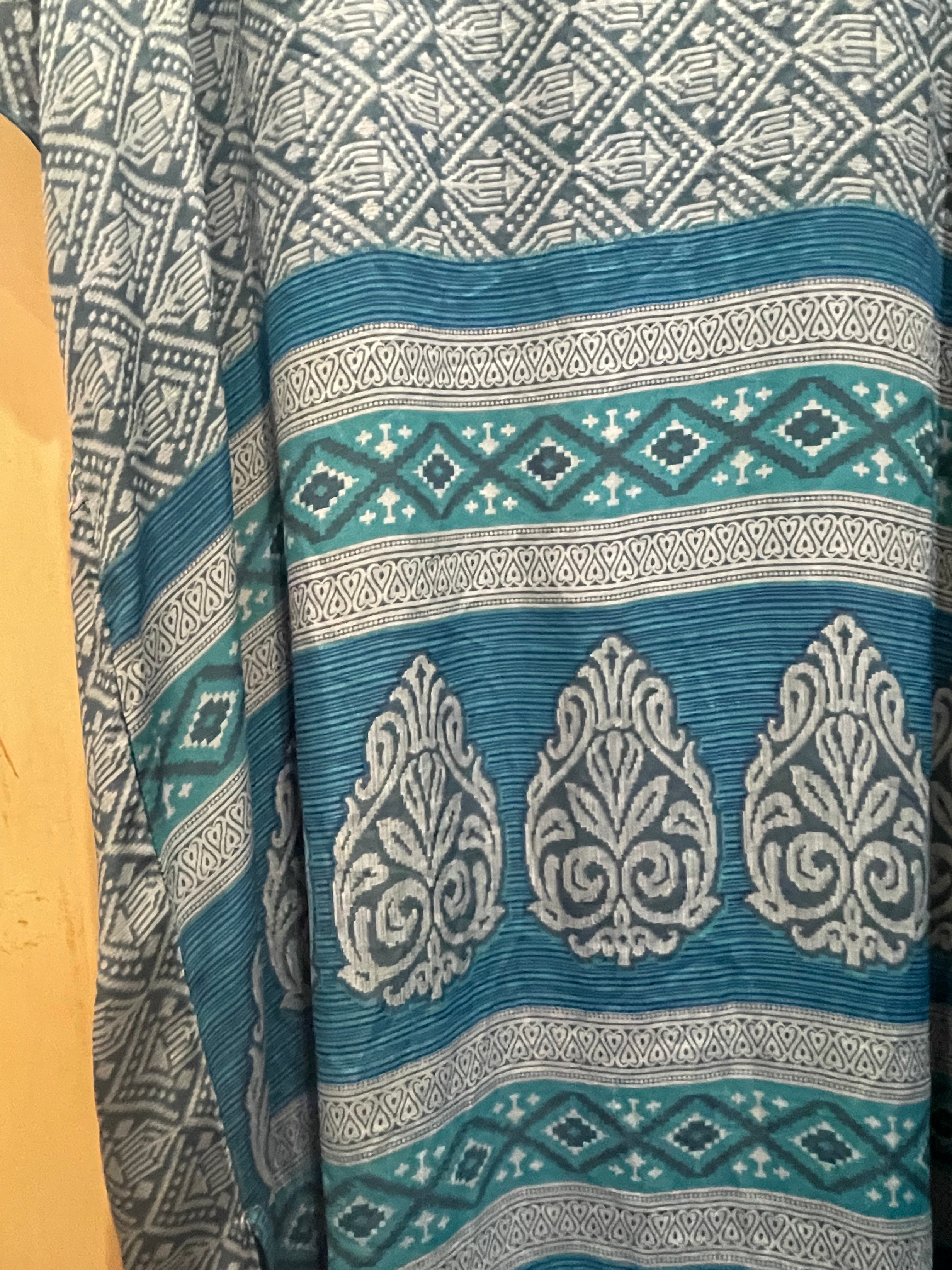 SILK SARI JACKET - Coastal Teal