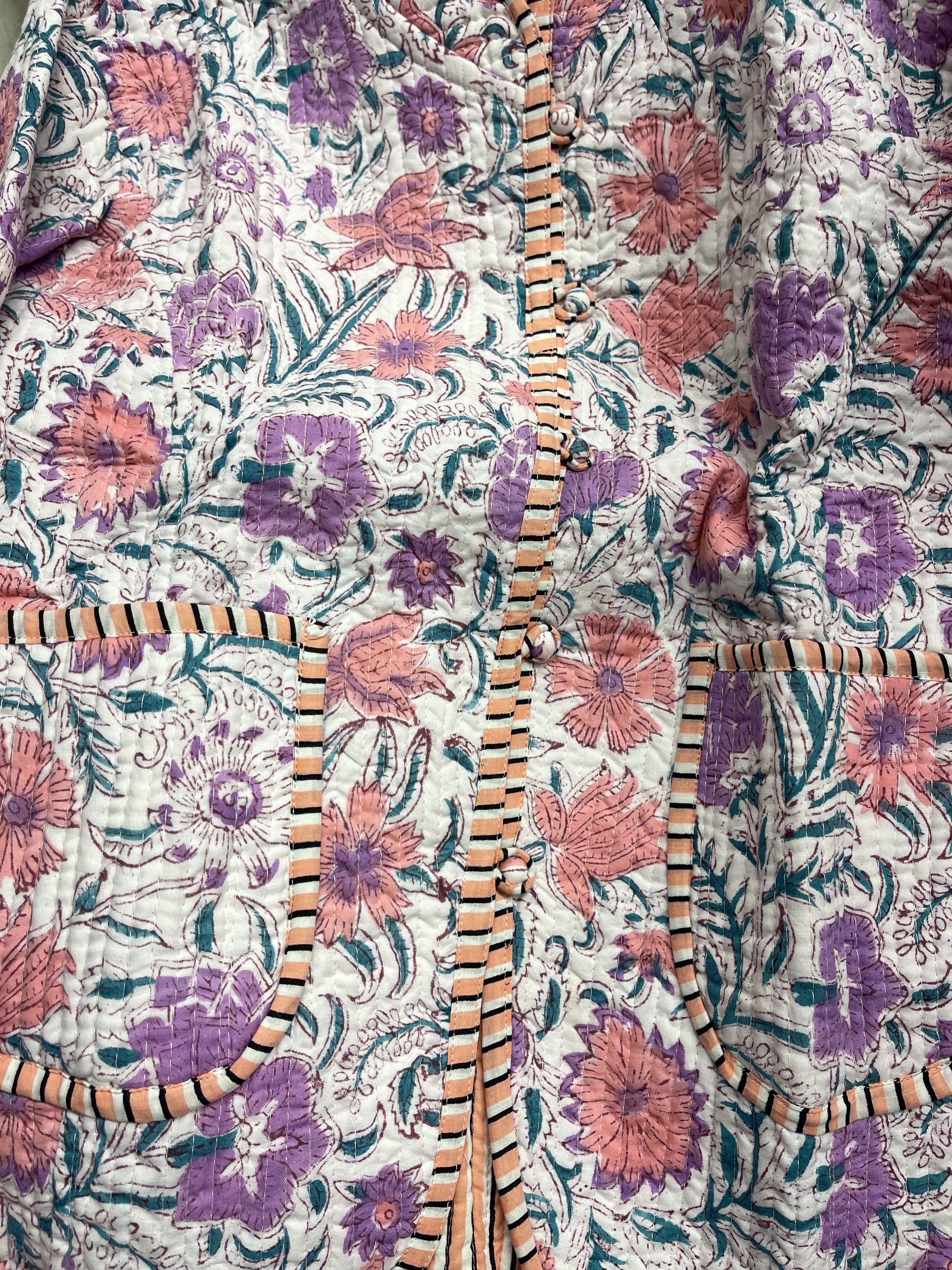 Quilted Cotton Jacket - Fresh Pastel Floral