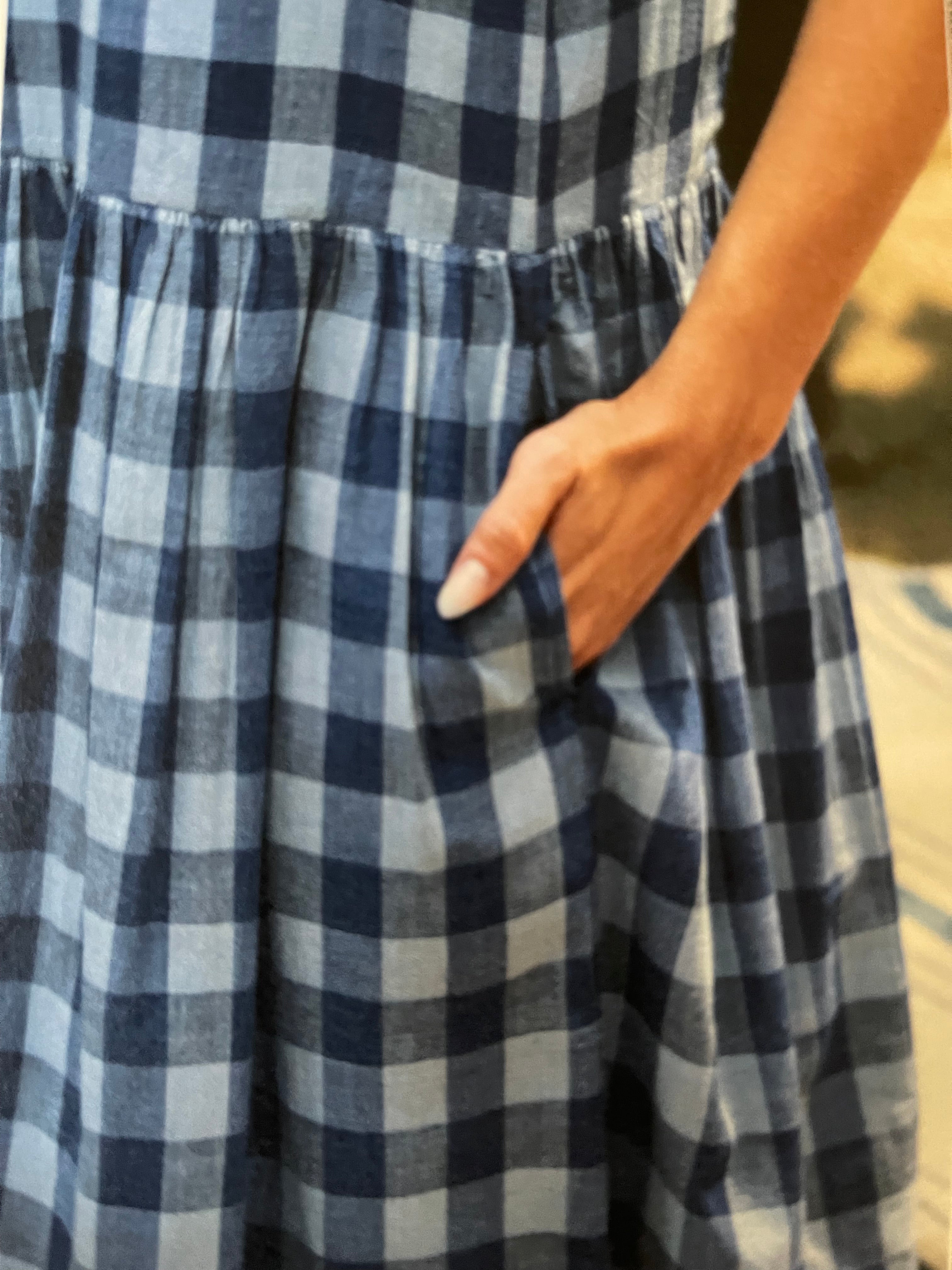 MALA COTTON DRESS - INDIGO CHECK