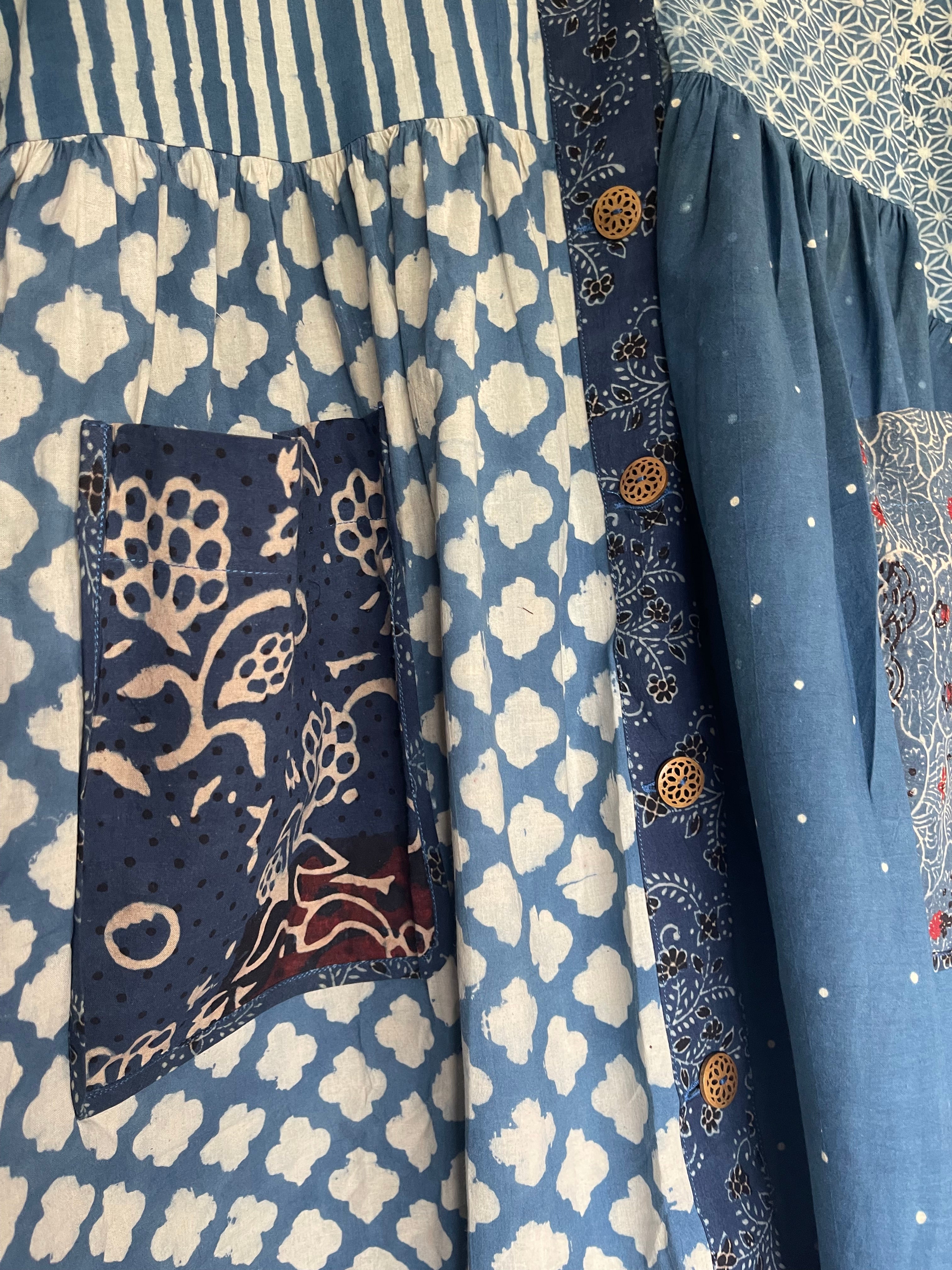 Handblock printed Ajrakh TUNIC - INDIGO DREAMING