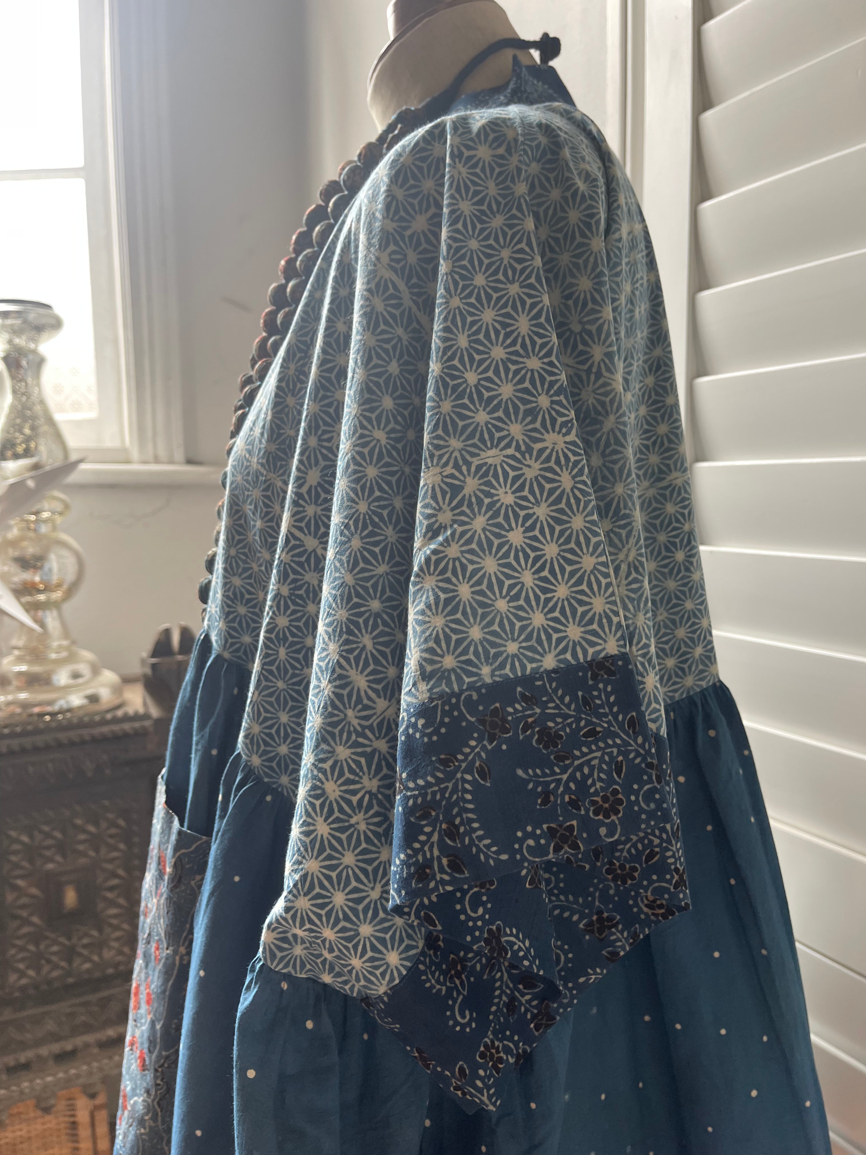 Handblock printed Ajrakh TUNIC - INDIGO DREAMING