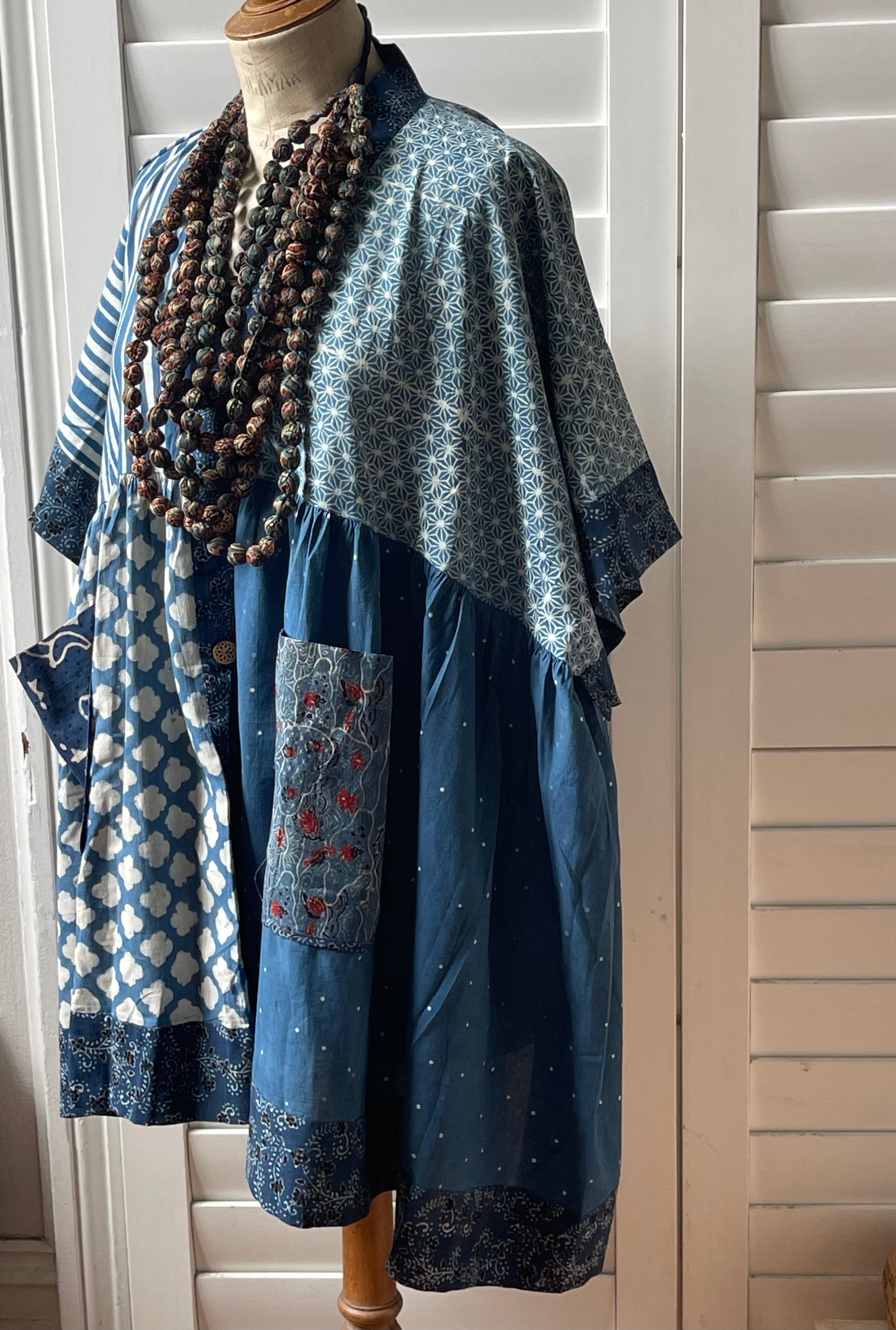 Handblock printed Ajrakh TUNIC - INDIGO DREAMING