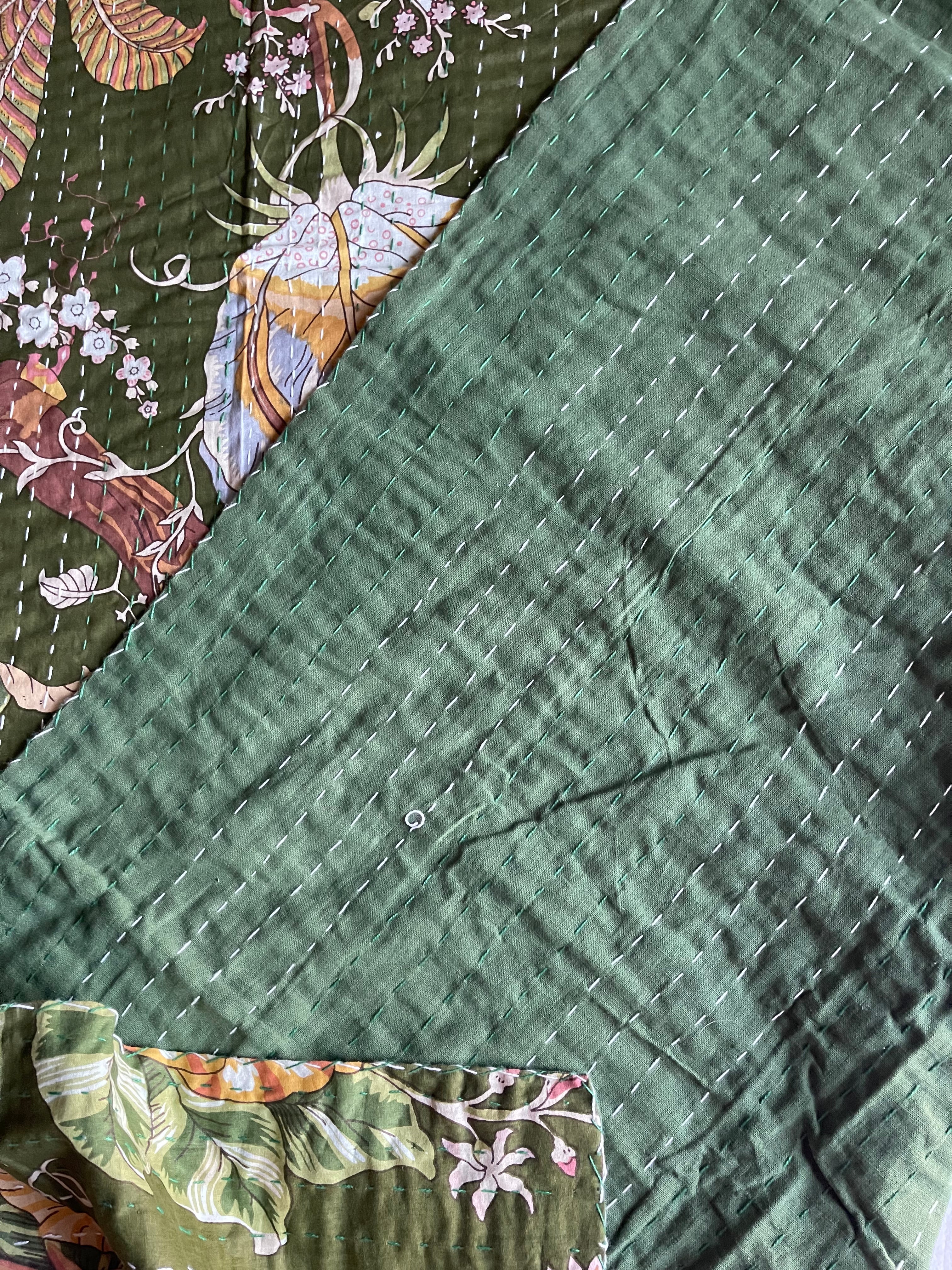 KANTHA - Floral FOREST GREEN