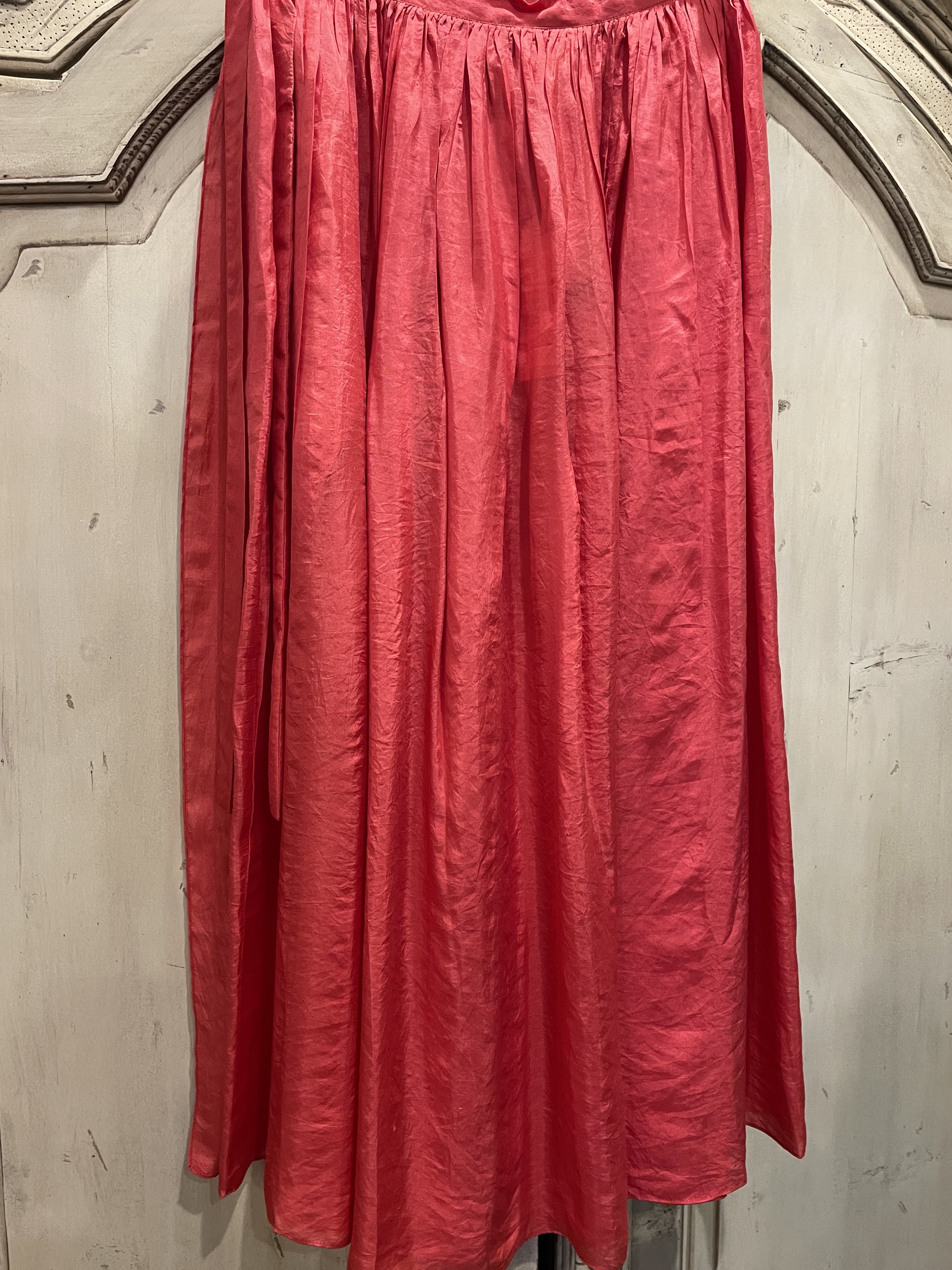 WRAP SILK SKIRT - Coral