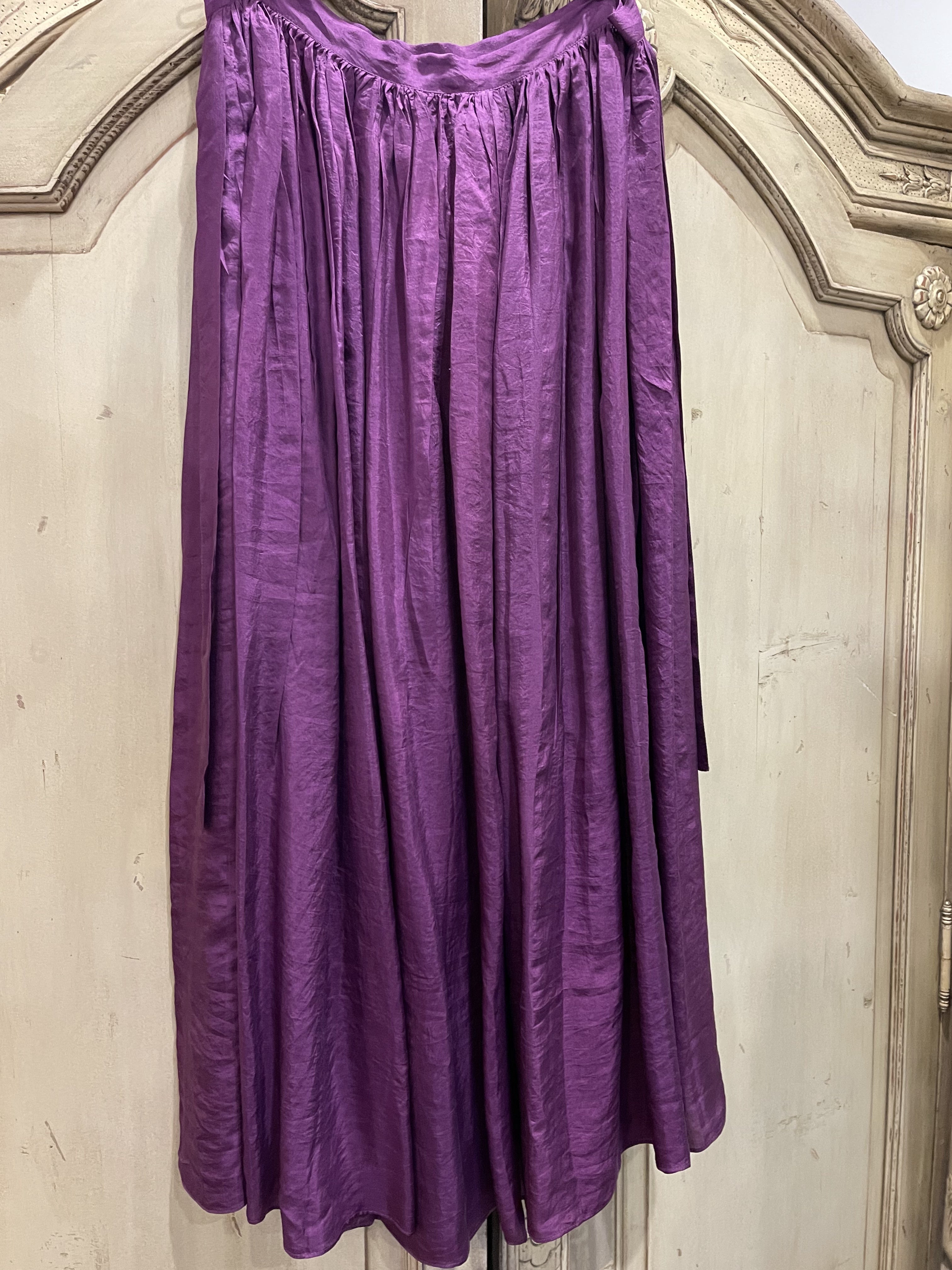 WRAP SILK SKIRT - Plum