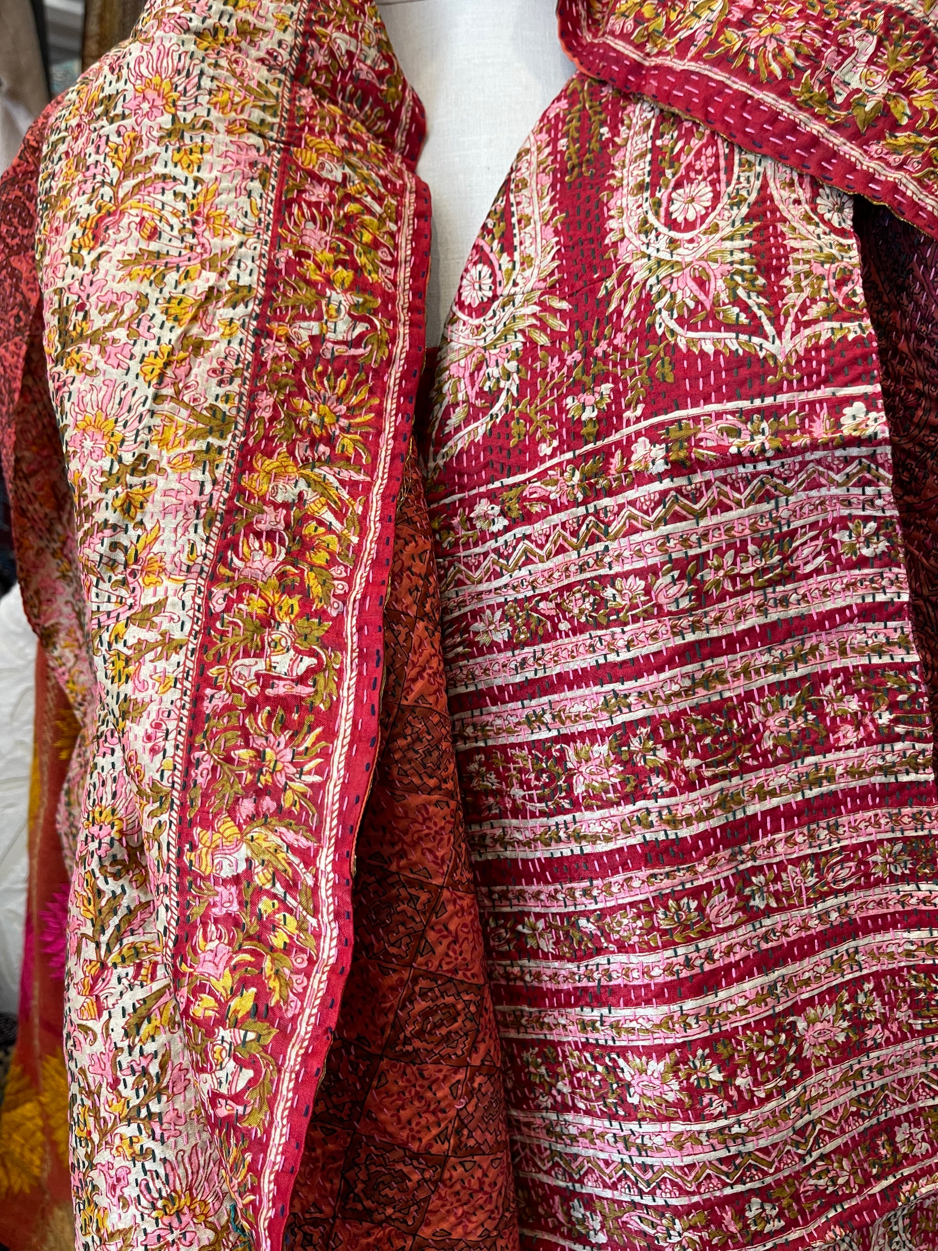 Kantha Silk Muffler - Paisley