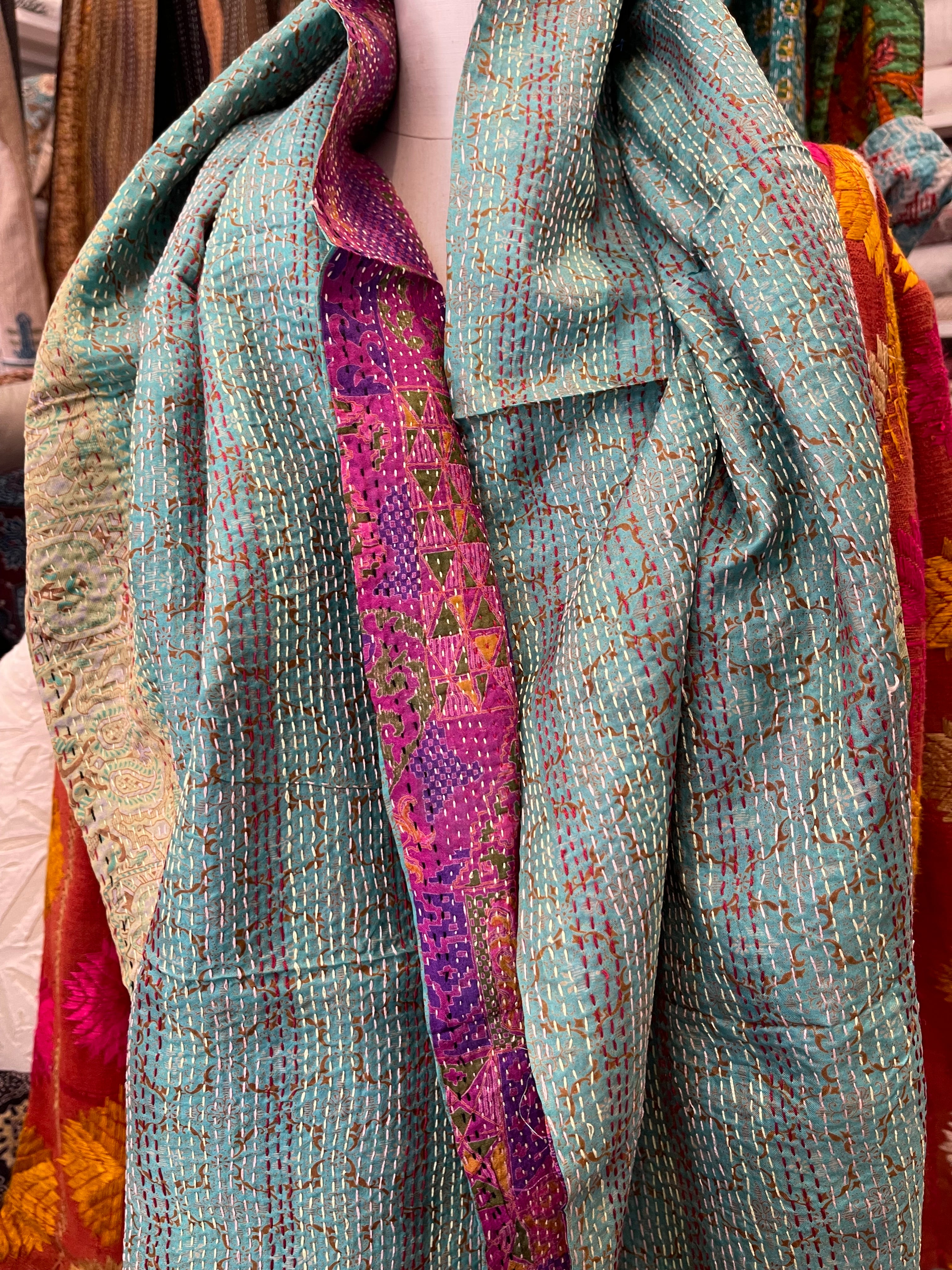 Kantha Silk Muffler - Lotus