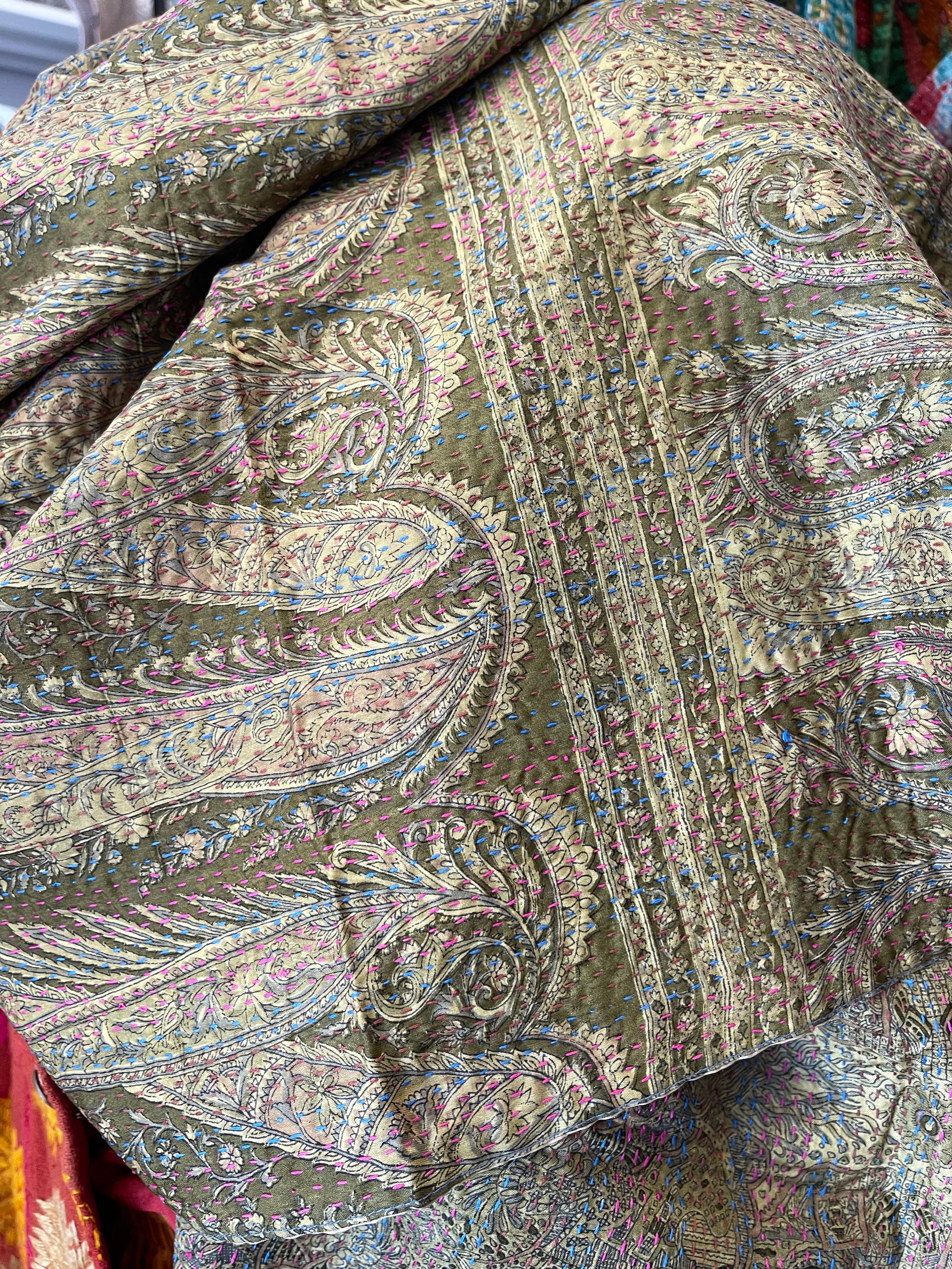 Kantha Silk Muffler - Oriental Garden