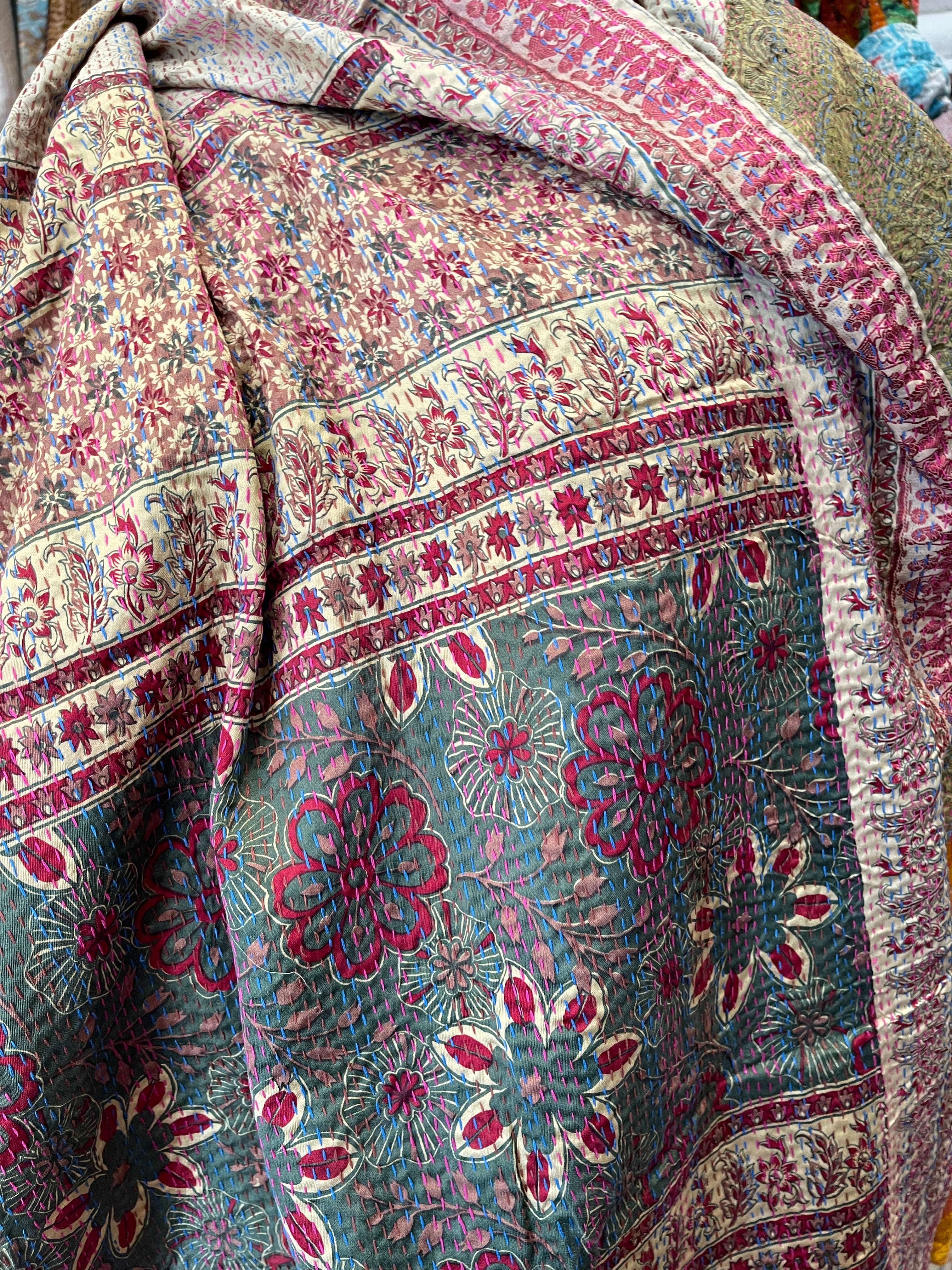 Kantha Silk Muffler - Oriental Garden