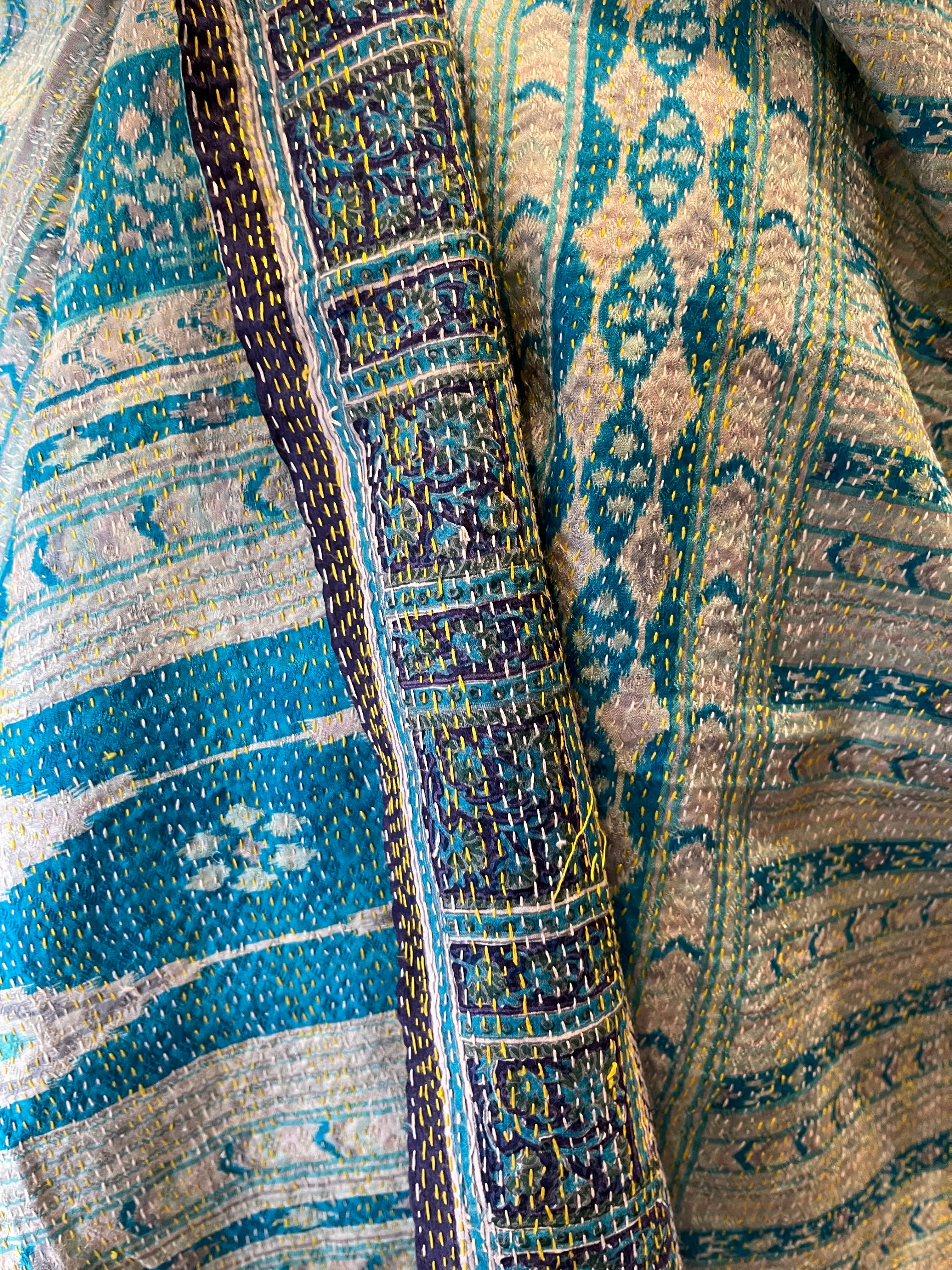 Kantha Silk Muffler - Ocean Waves