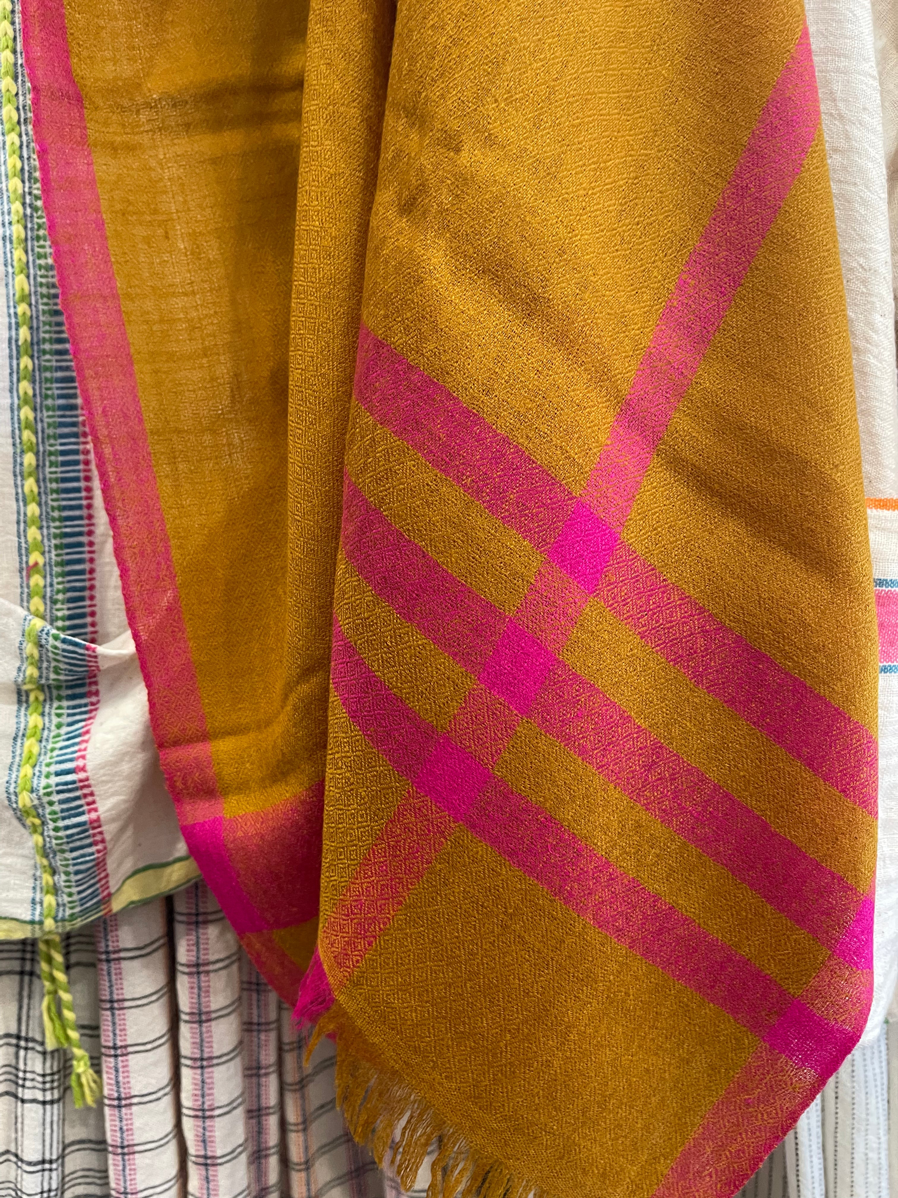 Pashmina Muffler Scarf - Turmeric + Neon Pink