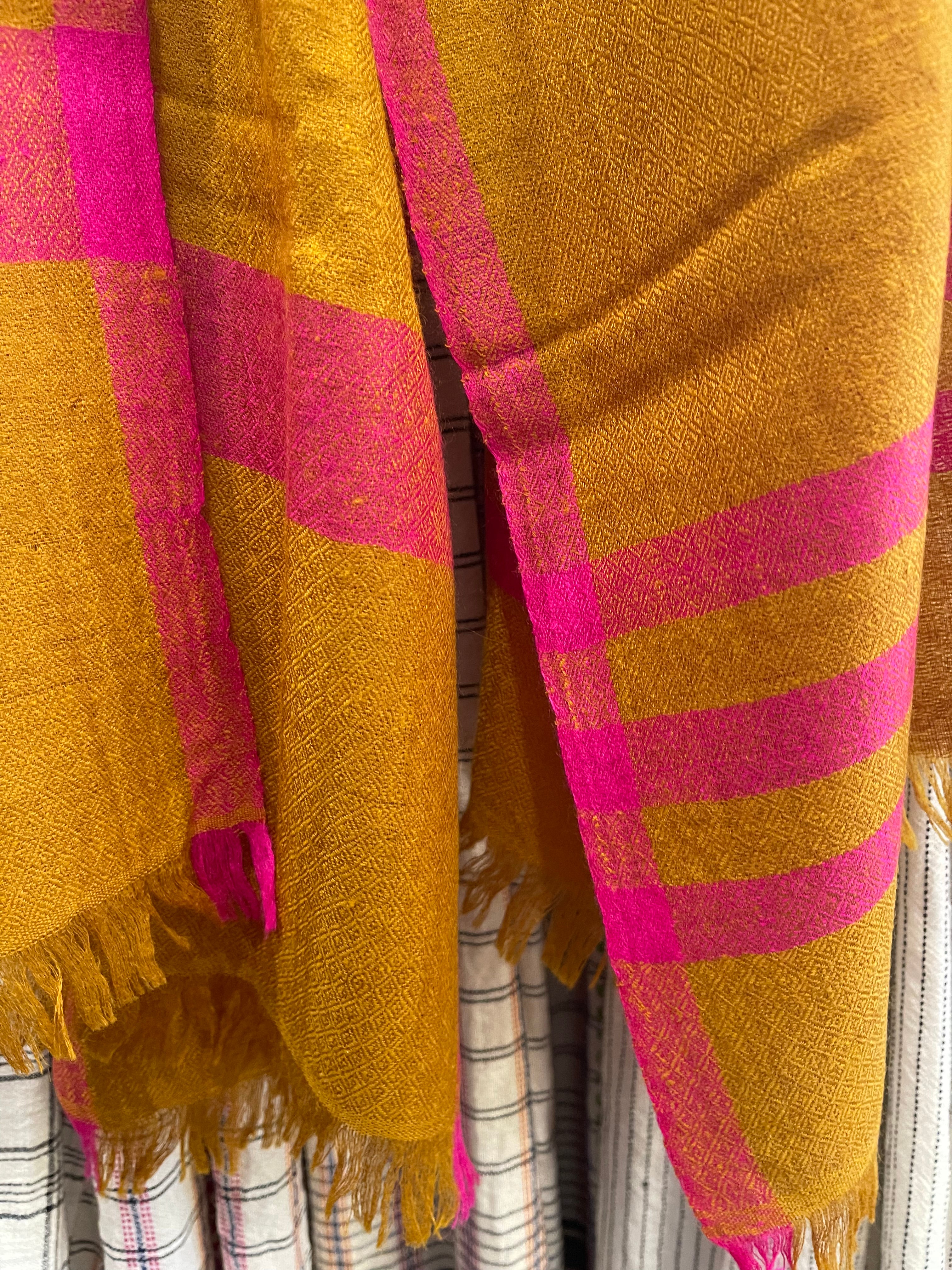 Pashmina Muffler Scarf - Turmeric + Neon Pink