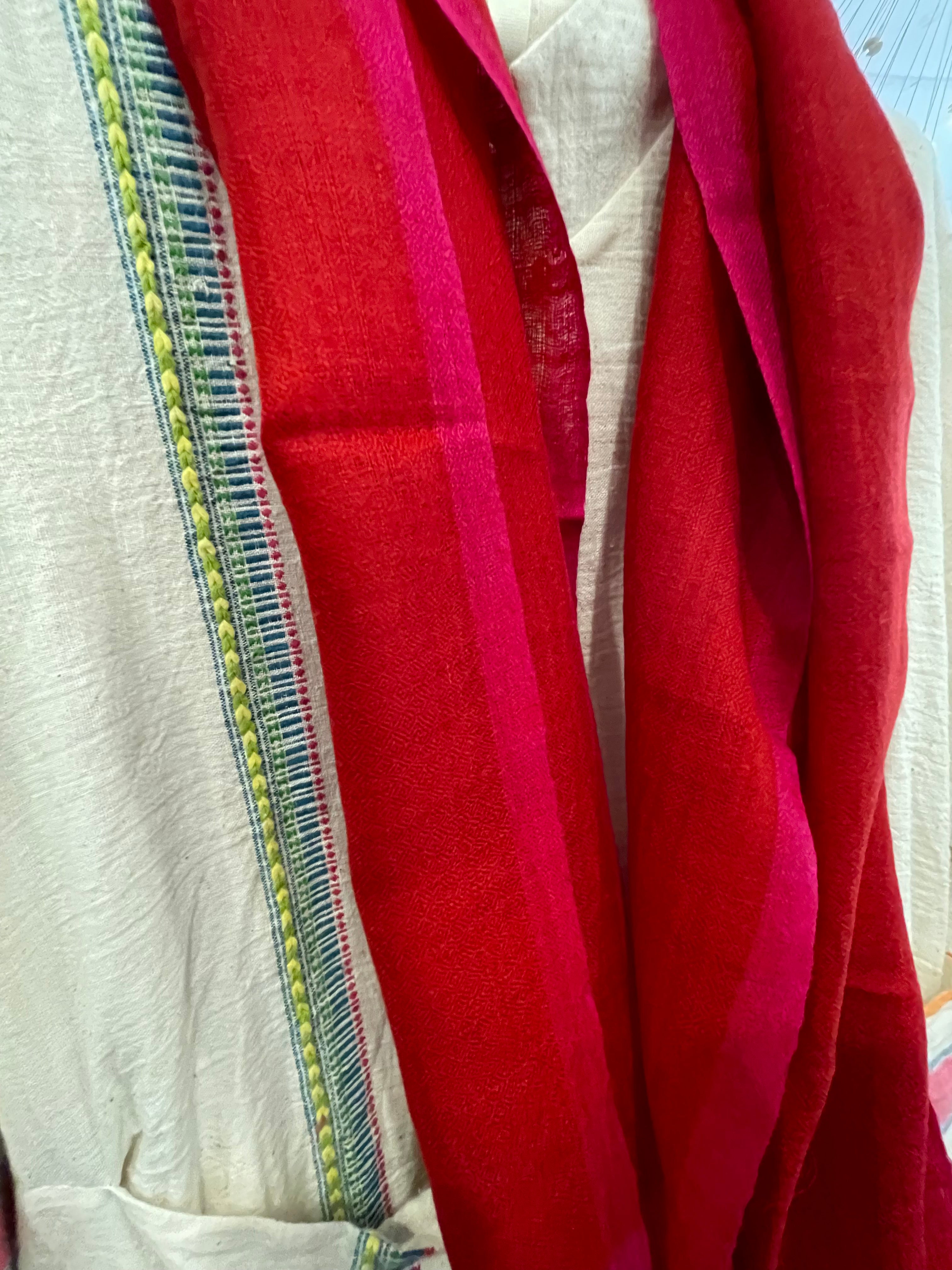 Pashmina Muffler Scarf - Chilli Red + Neon Pink