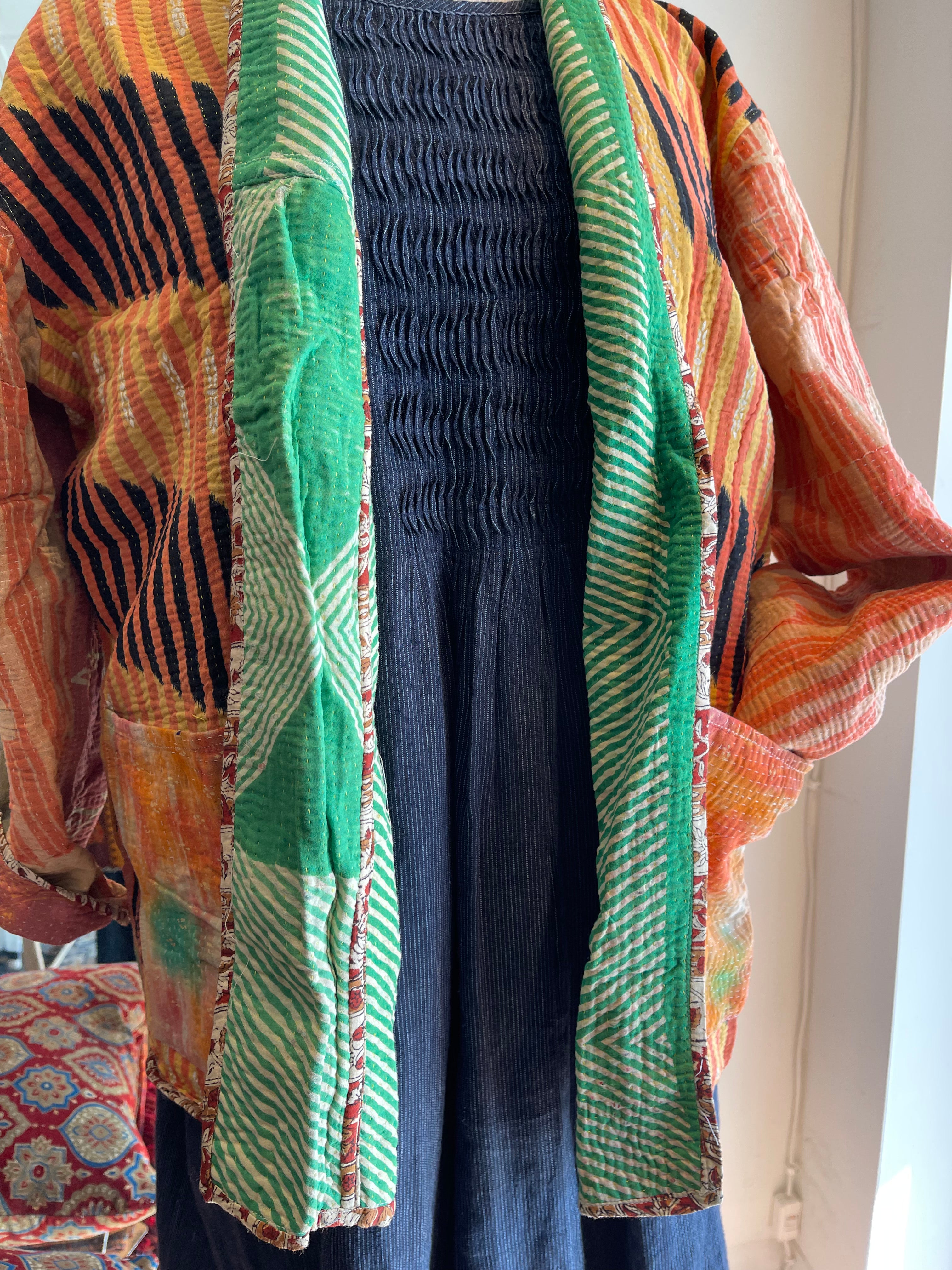 Vintage Kantha Jacket Short - TIGER STRIPE