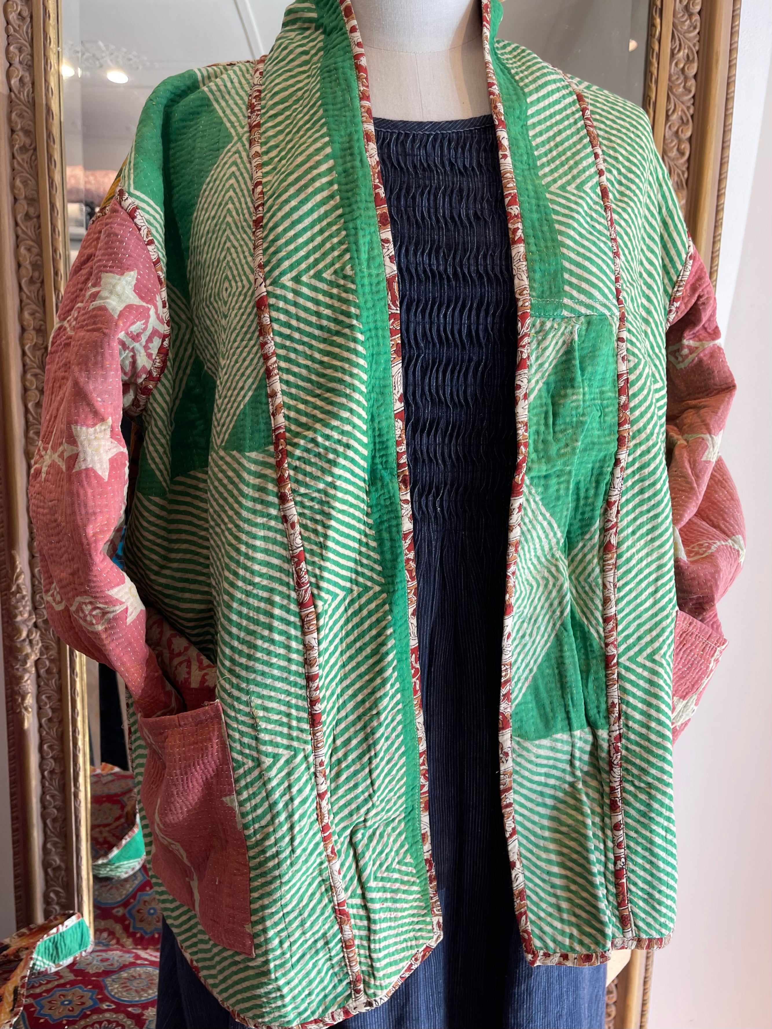 Vintage Kantha Jacket Short - TIGER STRIPE