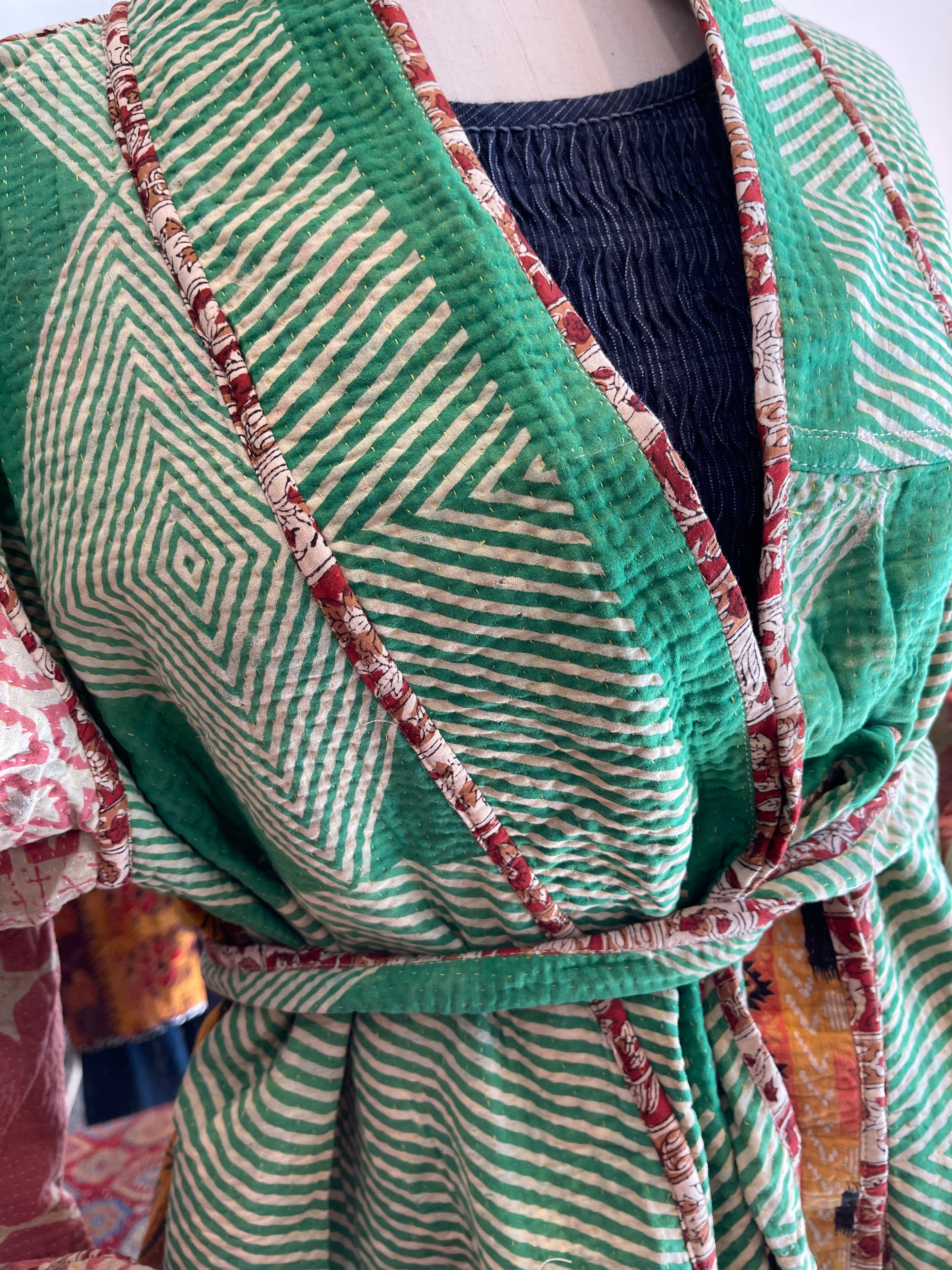 Vintage Kantha Jacket Short - TIGER STRIPE