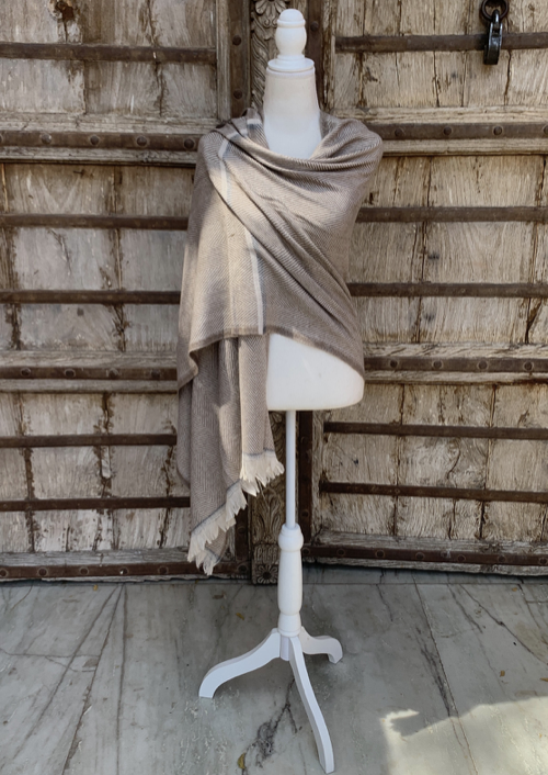 Cashmere Scarf - Tobacco Stripe