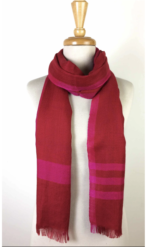 Pashmina Muffler Scarf - Chilli Red + Neon Pink