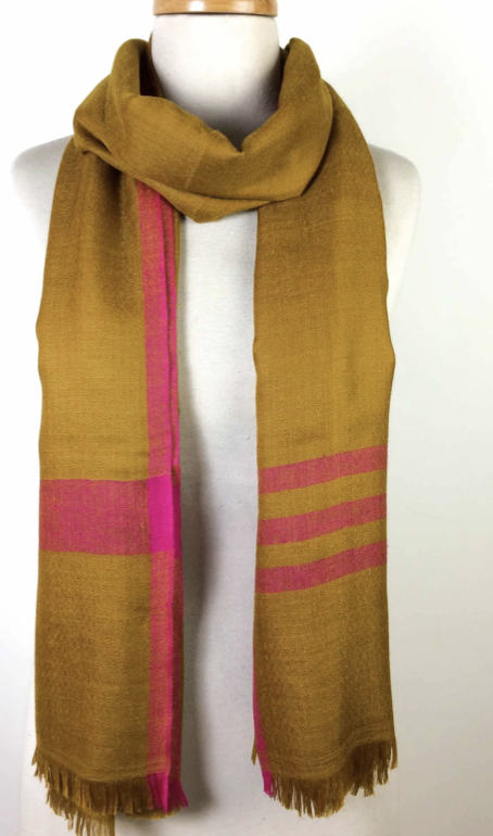 Pashmina Muffler Scarf - Turmeric + Neon Pink