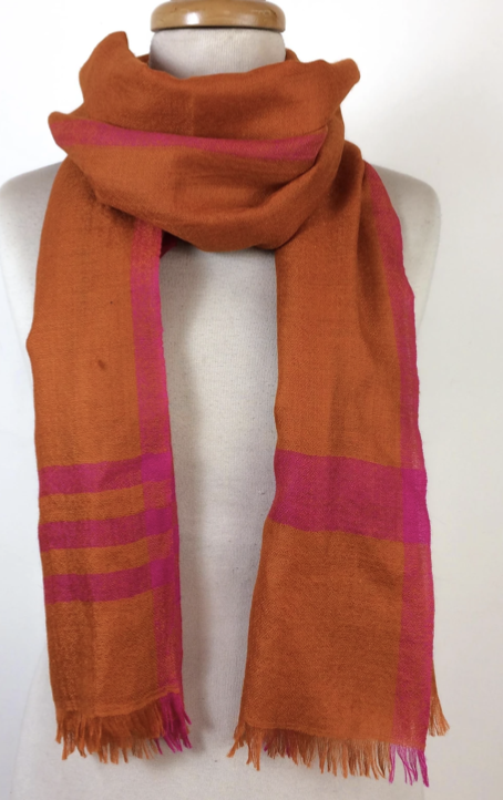 Pashmina Muffler Scarf - Bitter Orange + Neon Pink