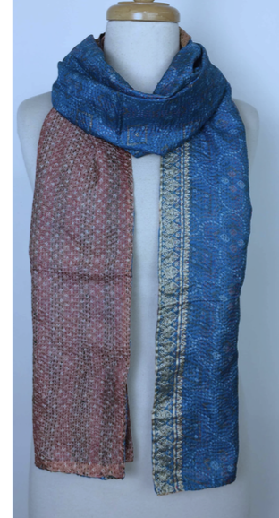 Kantha Silk Muffler - Ocean