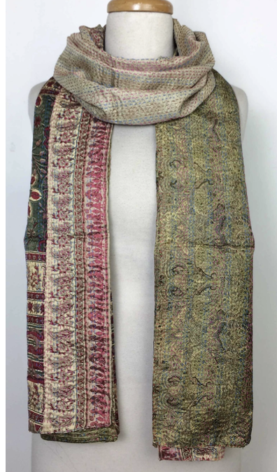 Kantha Silk Muffler - Oriental Garden