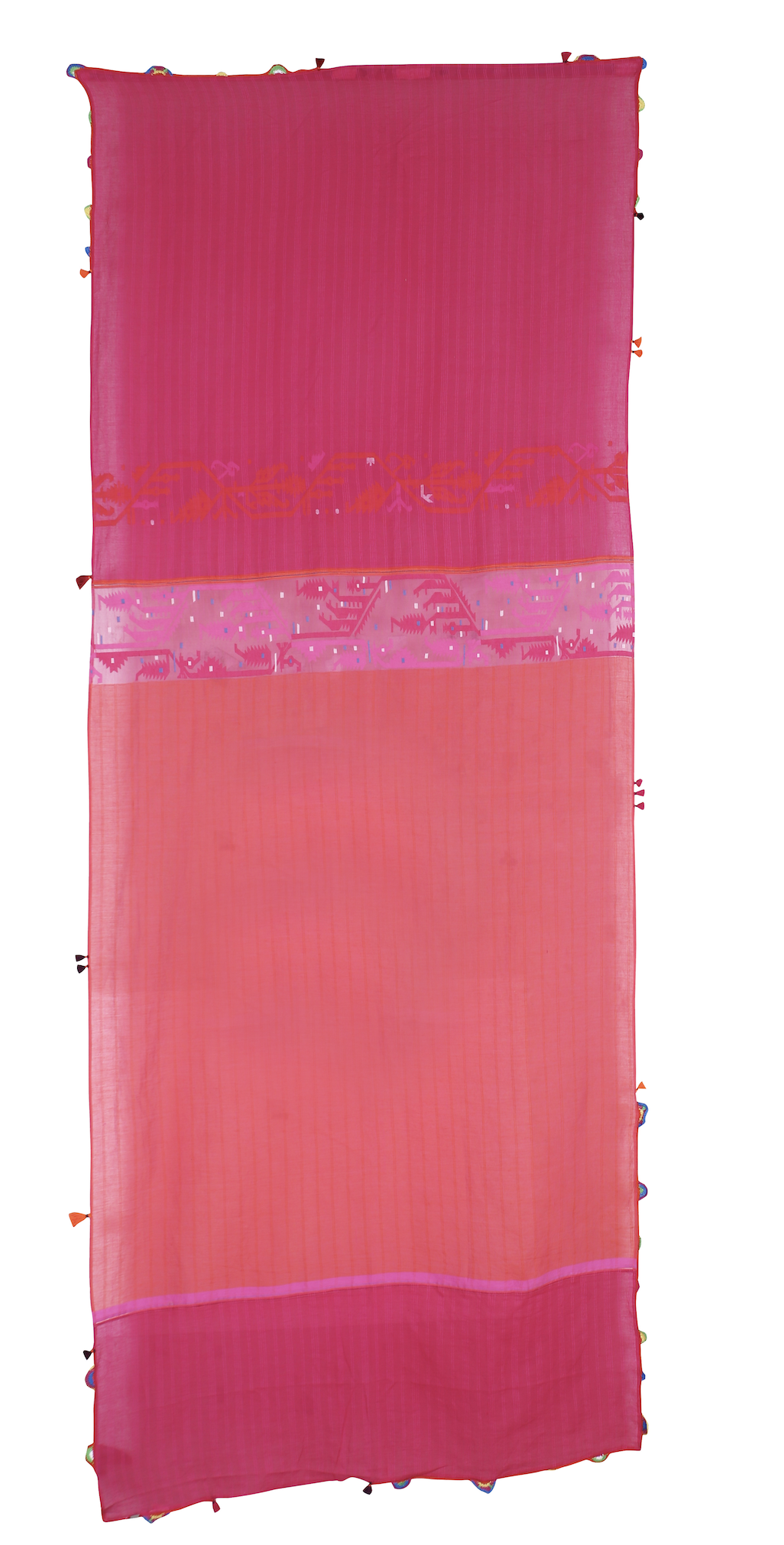 INJIRI JODHPUR 162- Pink Jamdani Weave Scarf