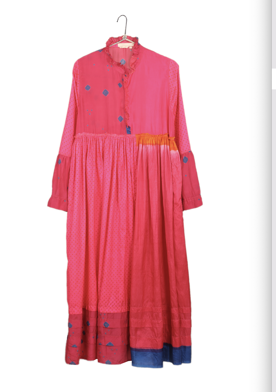 FOLKLORE 41 - Dress Silk Hot Rose Bandhani