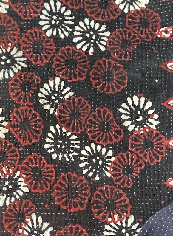 VINTAGE AJRAKH KANTHA  - Indigo Meadow