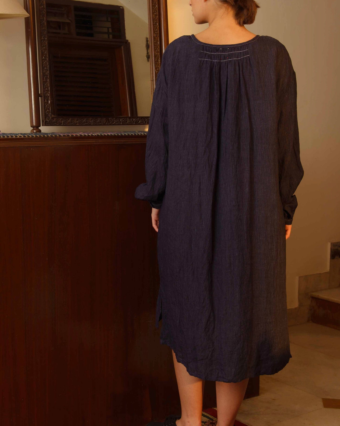 DEV LINEN DRESS - NAVY