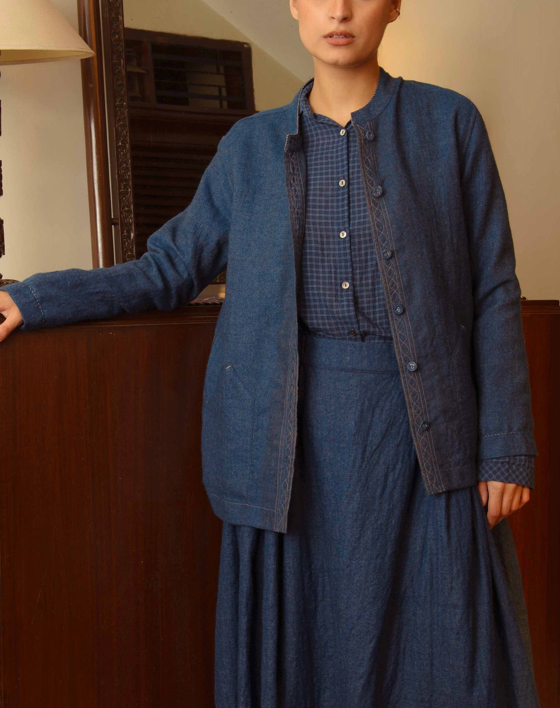 SANAYA WOOL JACKET - Ash Blue