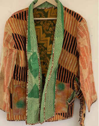 Vintage Kantha Jacket Short - TIGER STRIPE