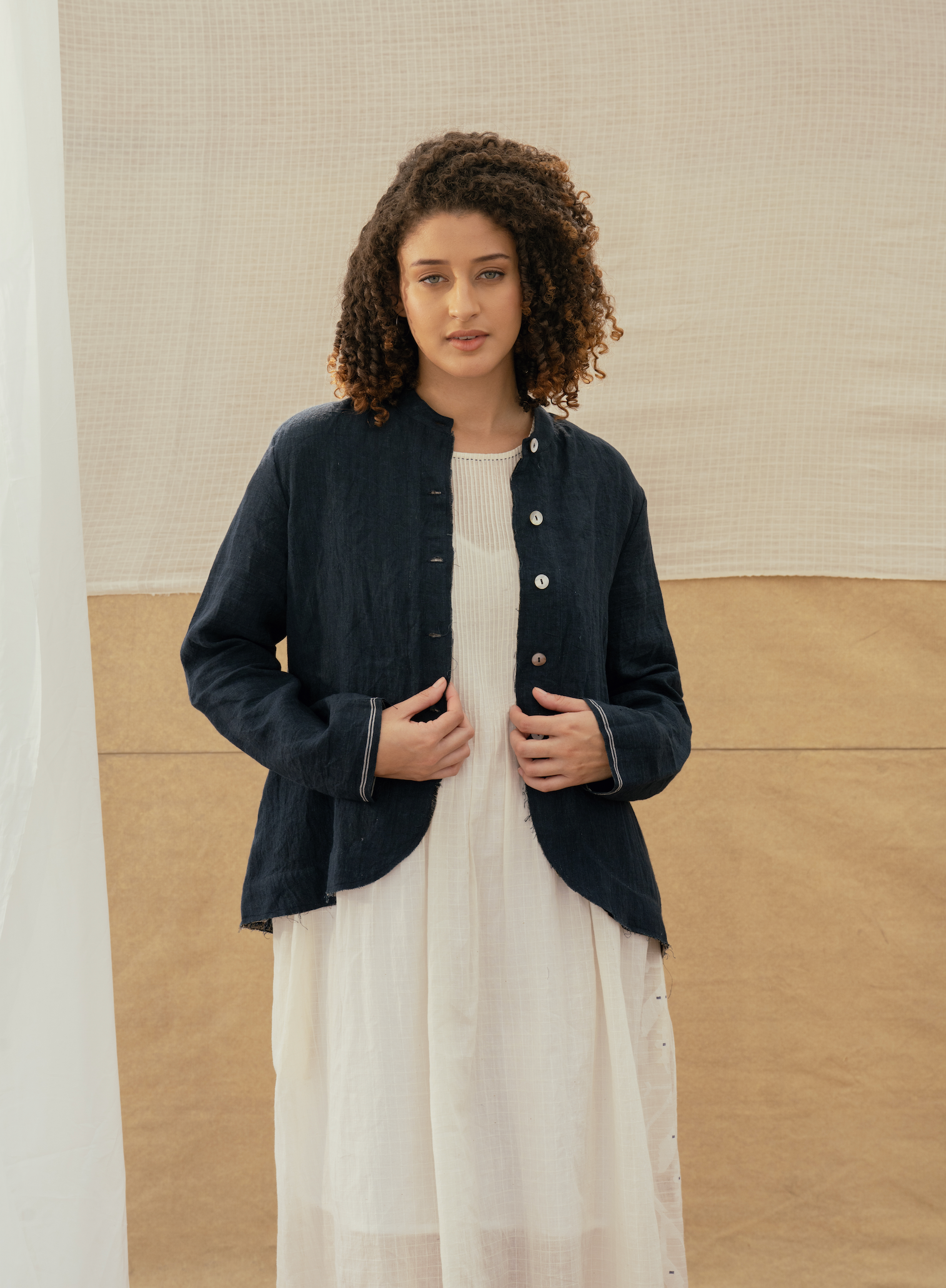 Linen Jacket - REYA Navy