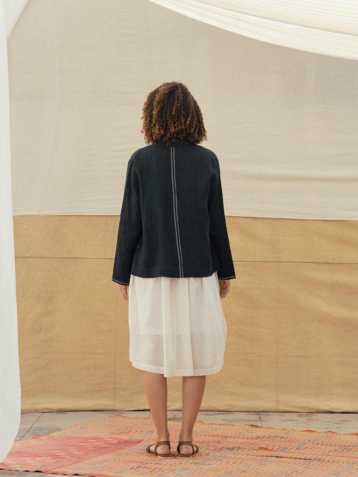 Linen Jacket - REYA Navy