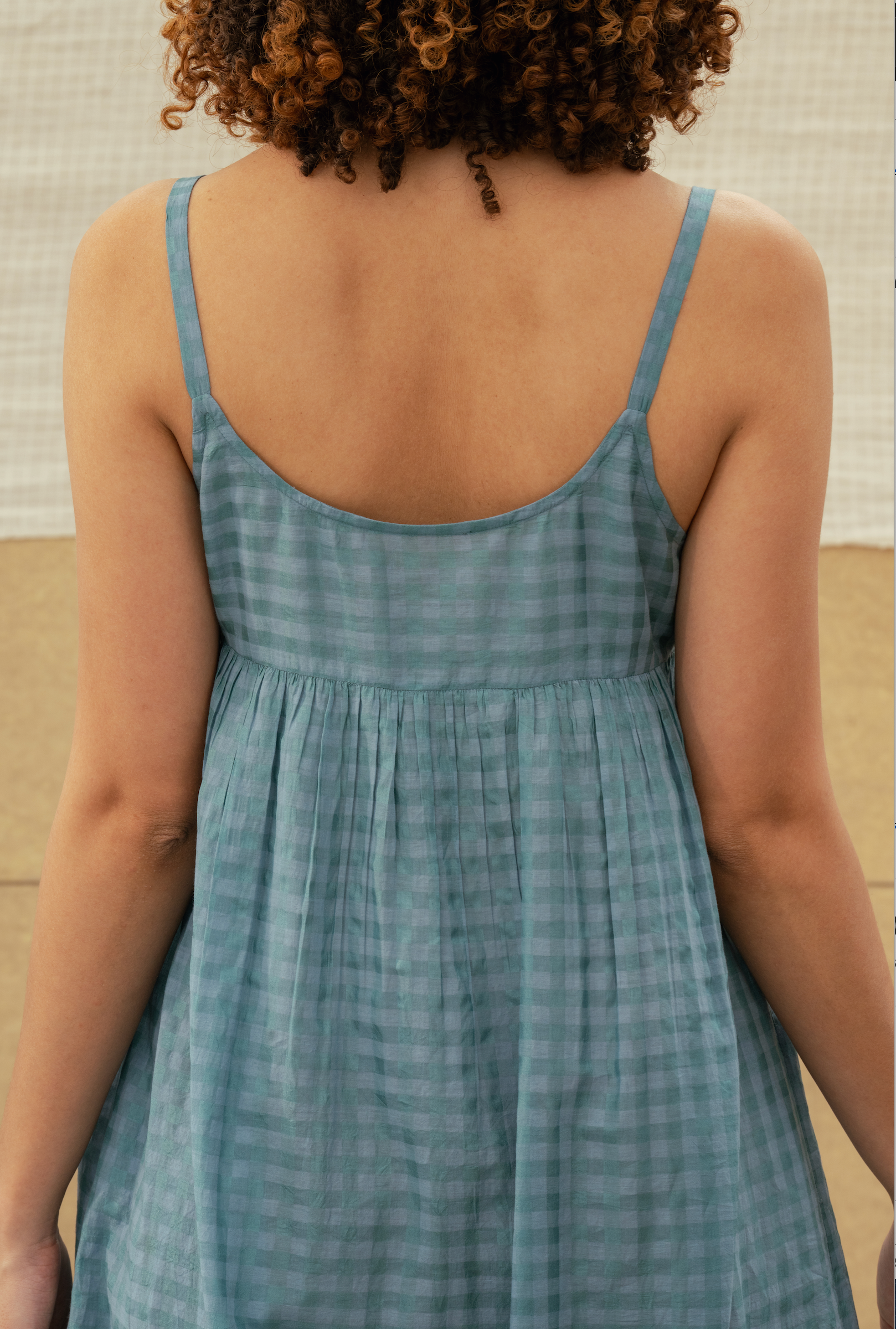 DITI Cotton + Silk Dress - Blue Check