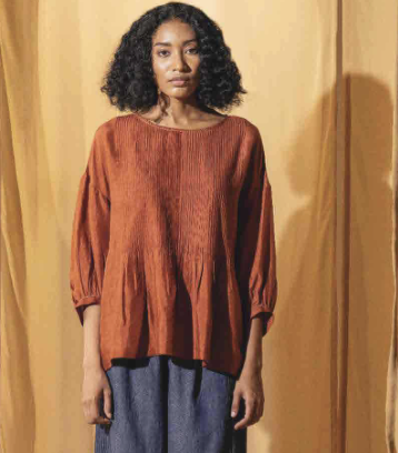 ANISHA Blouse - Pintuck Rust Silk