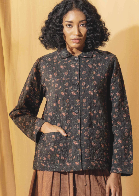 RUTVI Jacket - Linen Black Floral