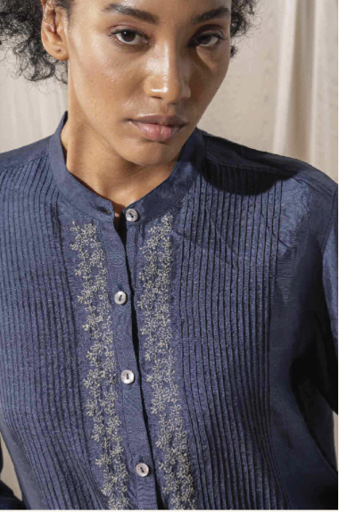 APA Shirt - Handwoven Blue Silk