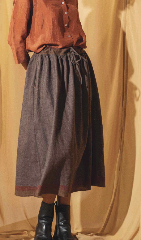 ISHA WOOL SKIRT -  Brown