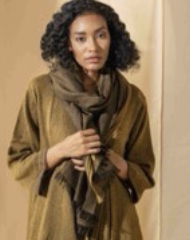 WOOLLEN SCARF - Mustard/Brown