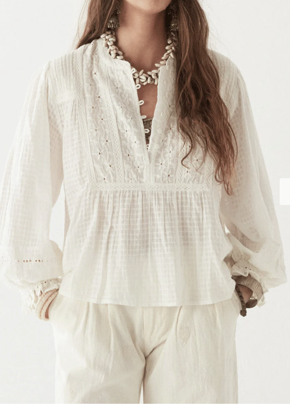 SABINE LACE BLOUSE - Pearl
