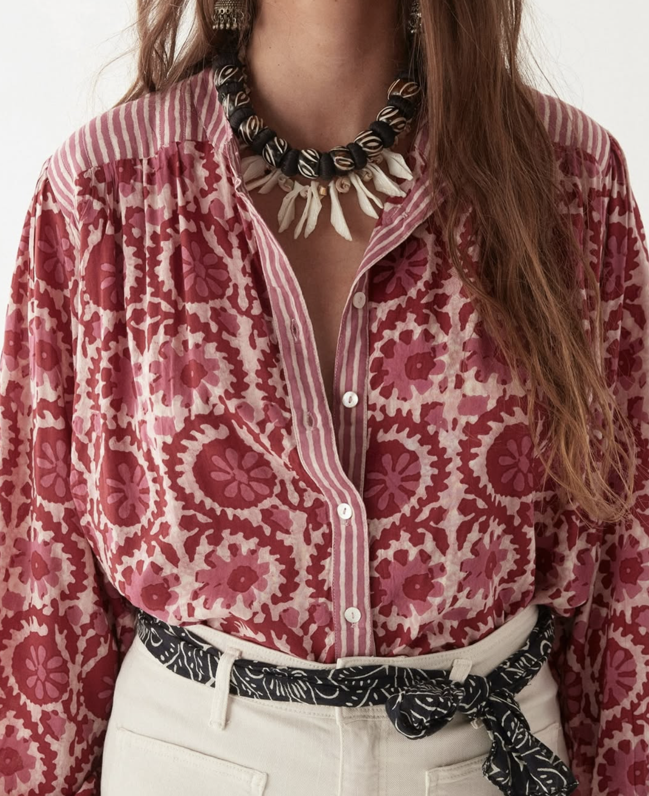 LEANDRA BLOUSE - Flamingo Grooves Hot Pink