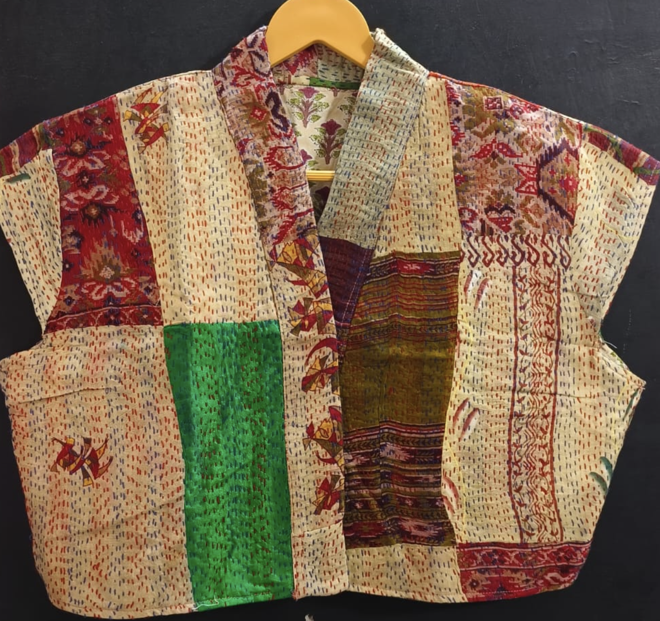Capped Sleeve Top - Silk Patchwork
